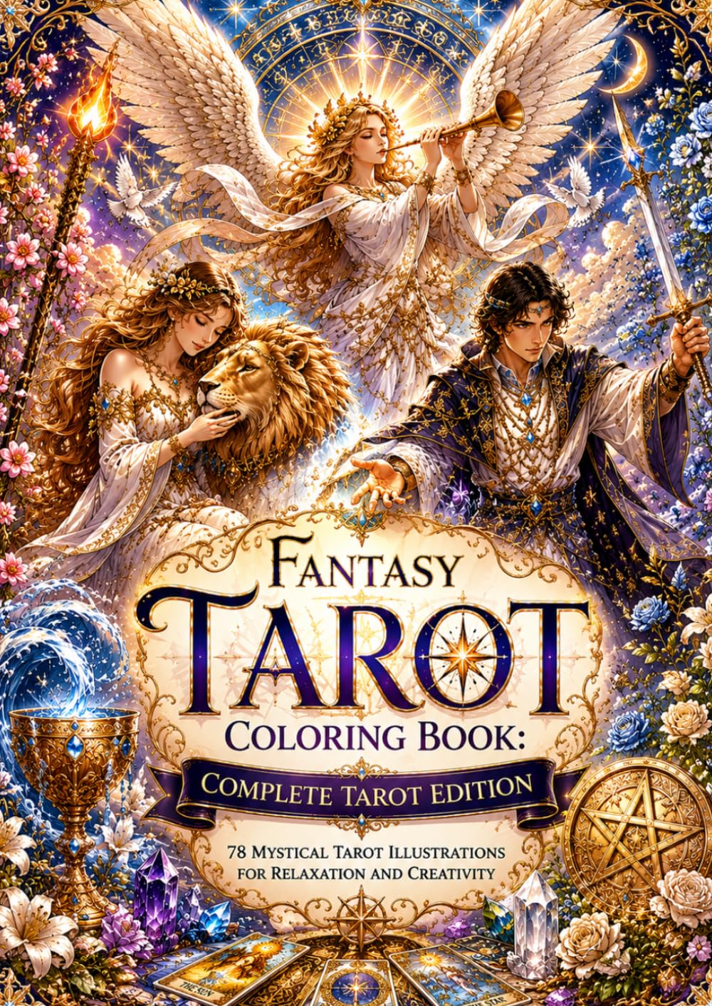 Fantasy Tarot Coloring Book: Complete Tarot Edition: 78 Mystical Tarot Illustrations for Relaxation and Creativity (Tarot Coloring Collection)