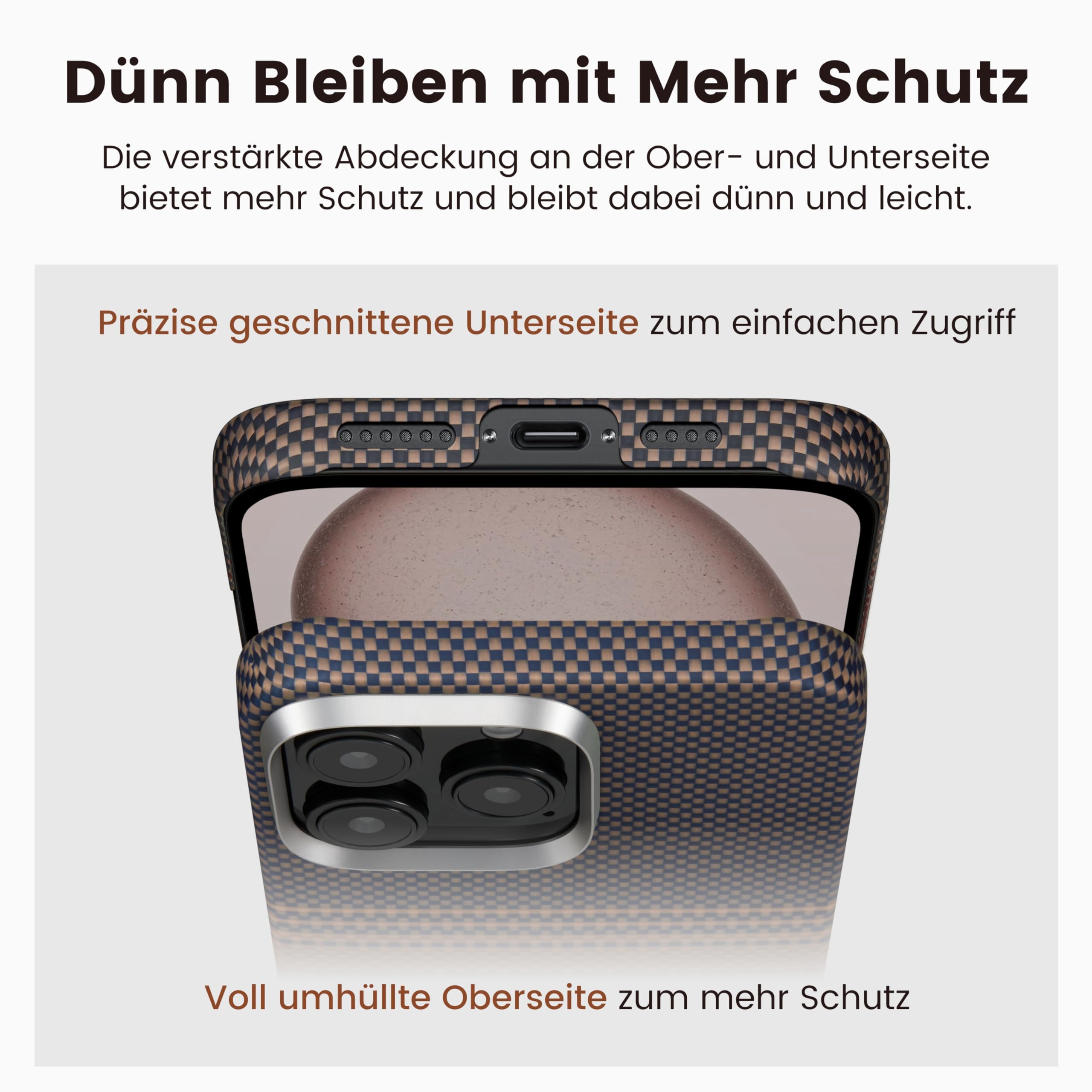pitaka Ultradünne Hülle für iPhone 16 Pro aus Aramidfaser Sonnenuntergang | Aramidfaser Ultraleichte Hülle für iPhone 16 Pro mit Kamerasteuerung Magsafe-kompatibel Slim Minimalistisch für Business