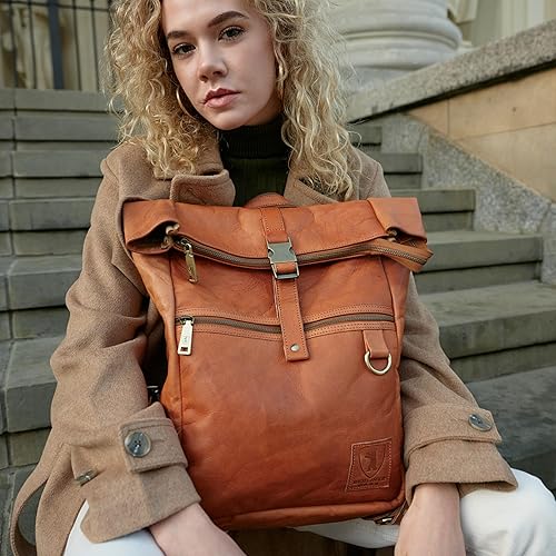 Miniatura 2 de BERLINER BAGS Mochila de cuero genuino vintage Utrecht M, mochila para computadora portátil, mochila de viaje para mujeres y hombres - marrón