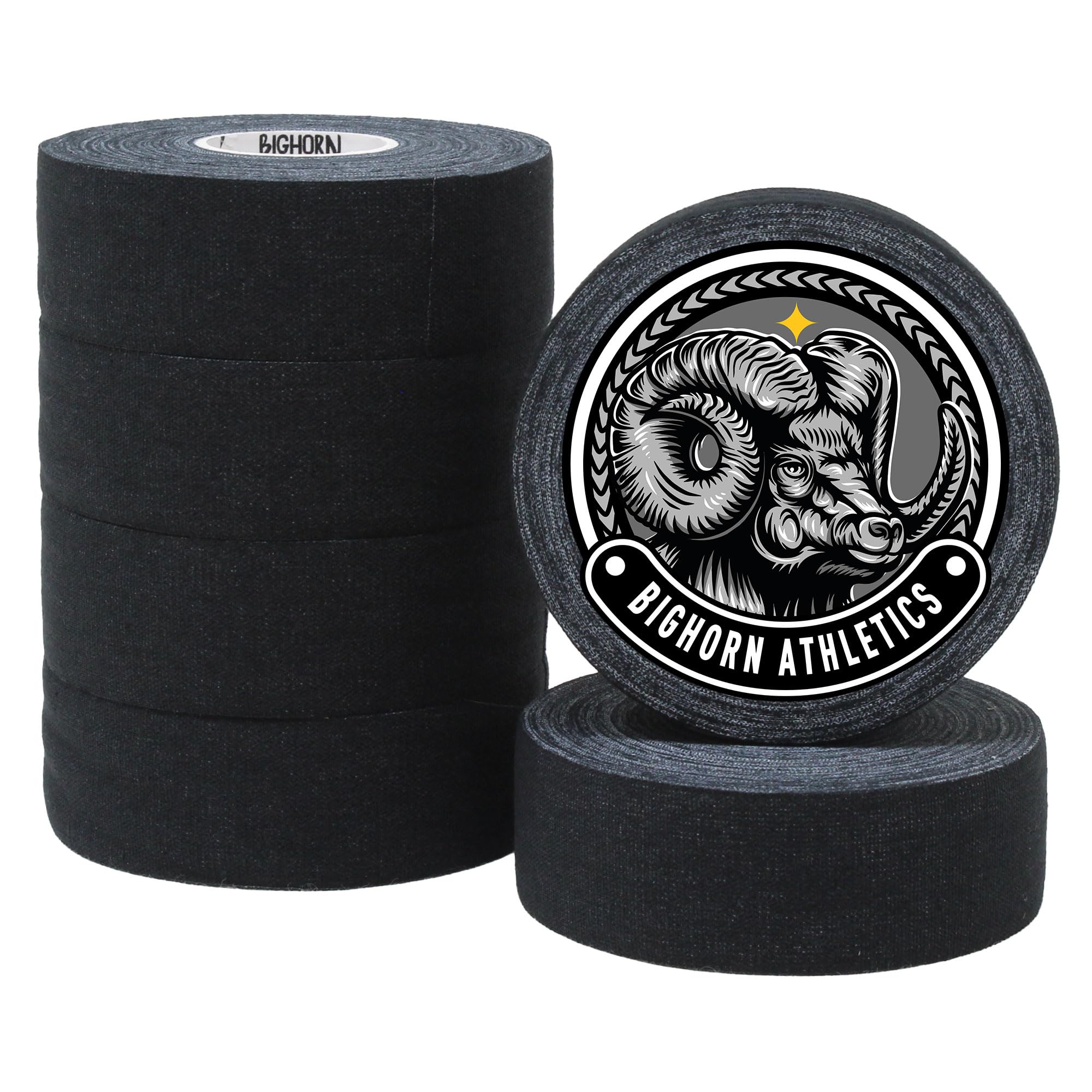 Bighorn Athletics Boxing Athletic Sports Tape Extra Sticky 1-Inch x 45-feet 6-Rolls Black