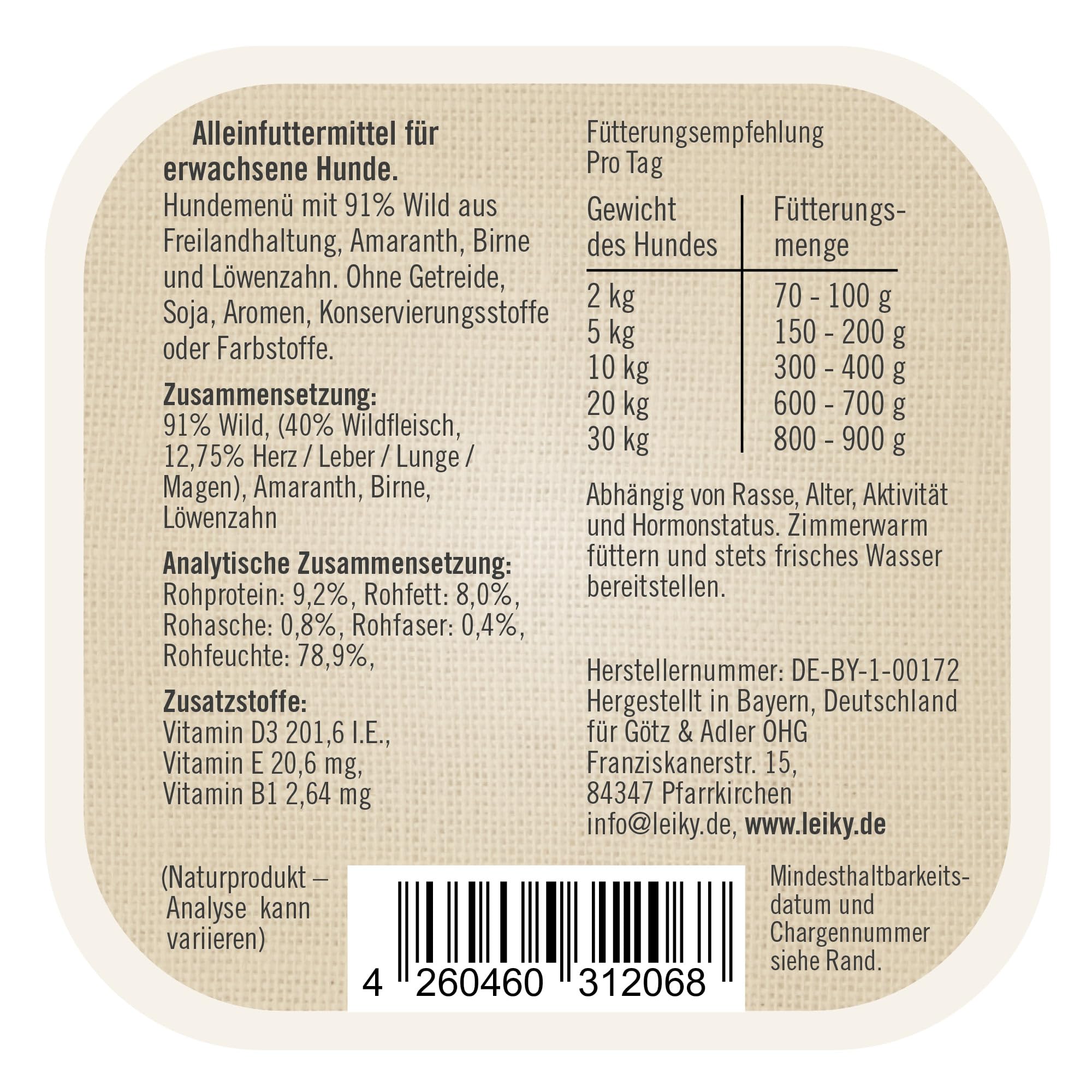 Nassfutter Hund Freiland-Wild 18 x 300 g – 91 % Fleisch, getreidefrei, Alleinfutter