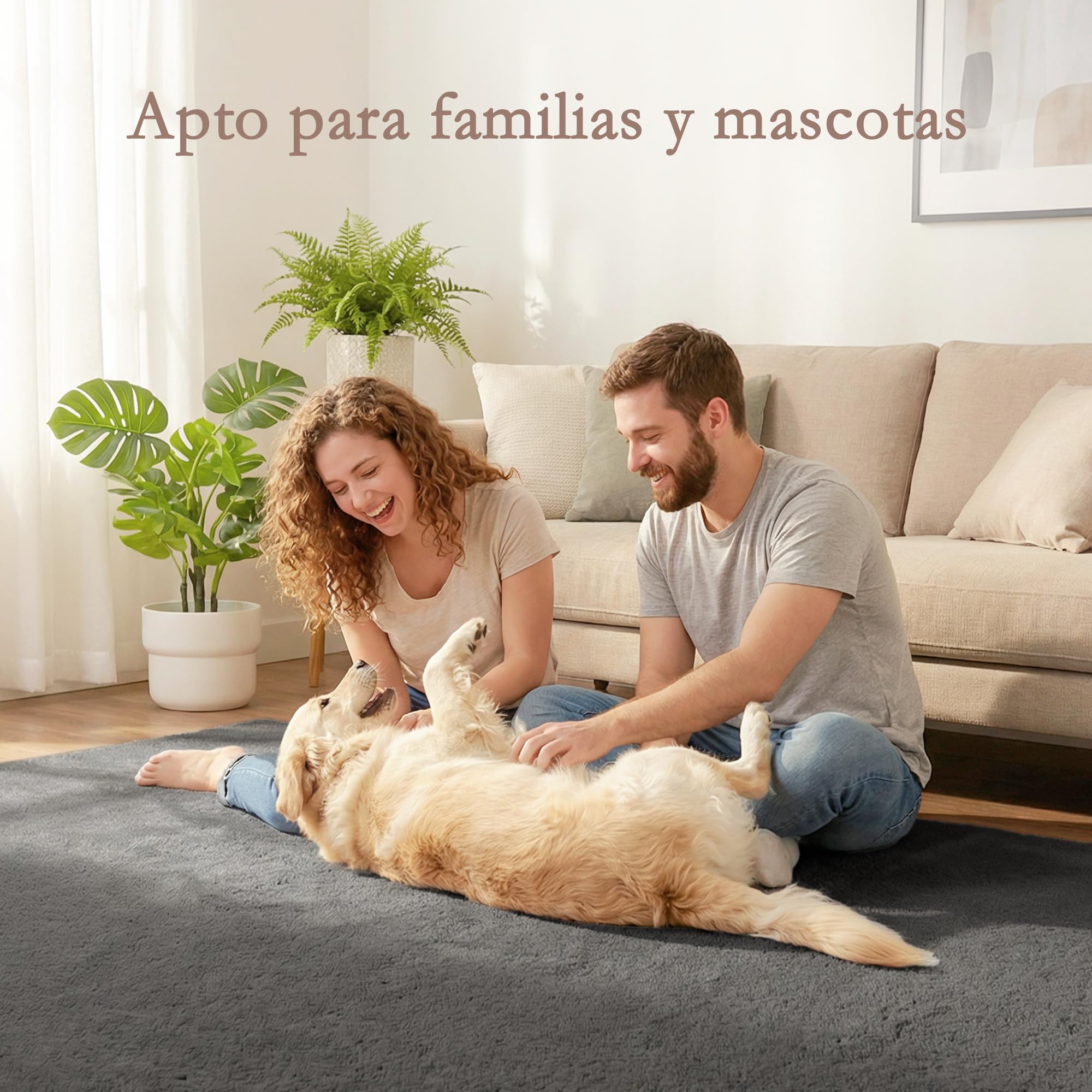 HOMCOM Alfombra Salón Pelo Largo Lavable 160x230 cm Gris Claro