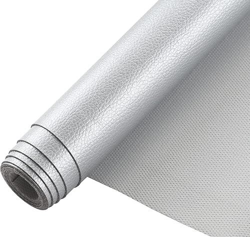 Miniatura 40 de Picheng Hojas de piel sintética de color sólido con textura de lichi, 13.8 x 53 pulgadas, rollo de piel sintética suave muy adecuado para hacer