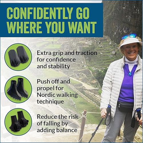 Miniatura 4 de Paquete de puntas de repuesto de goma extra duraderas (pies de repuesto, patas, virolasgorras) para bastones de trekking  Se adapta a todos los