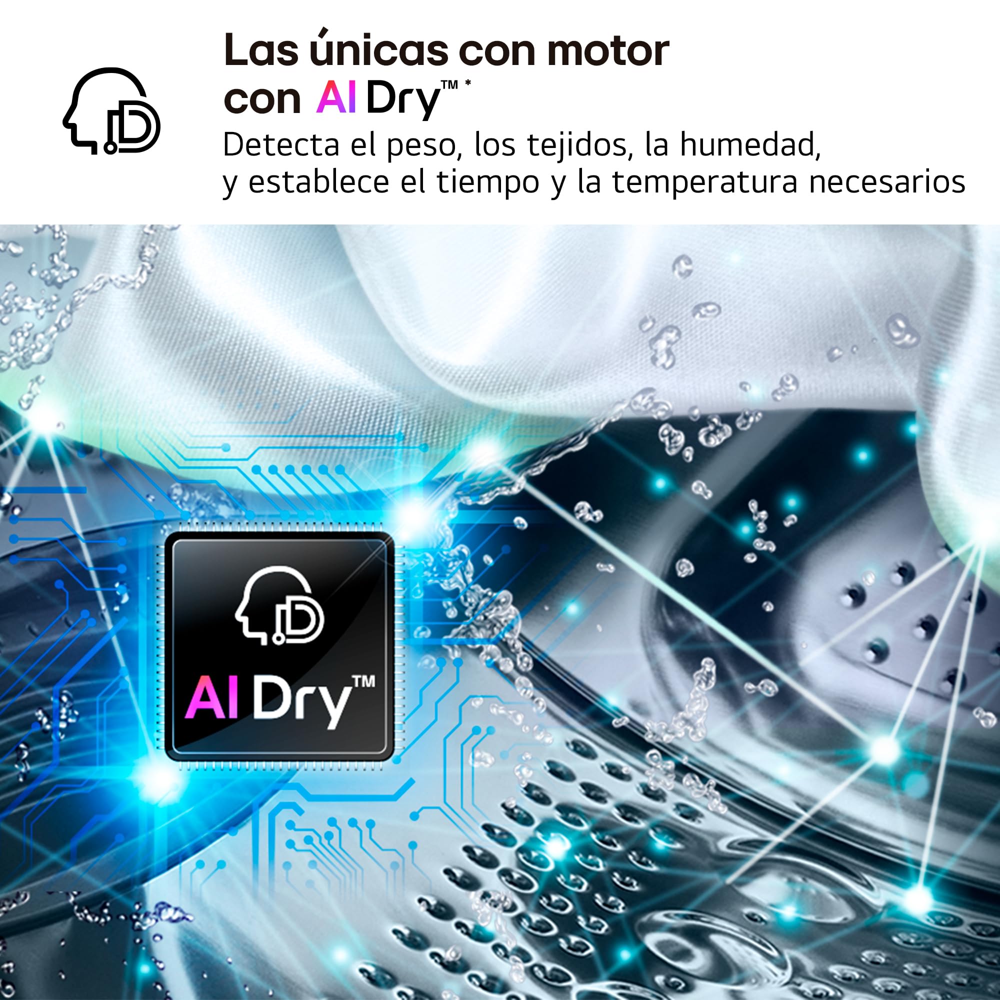 LG RHX7009TWS - Secadora con Inteligencia Artificial 9 kg, Bomba de Calor Dual Inverter, Eficiencia B, Serie 700, Tecnología AI Dry, Eco Hybrid, Conectividad Wi-Fi ThinQ, Blanco