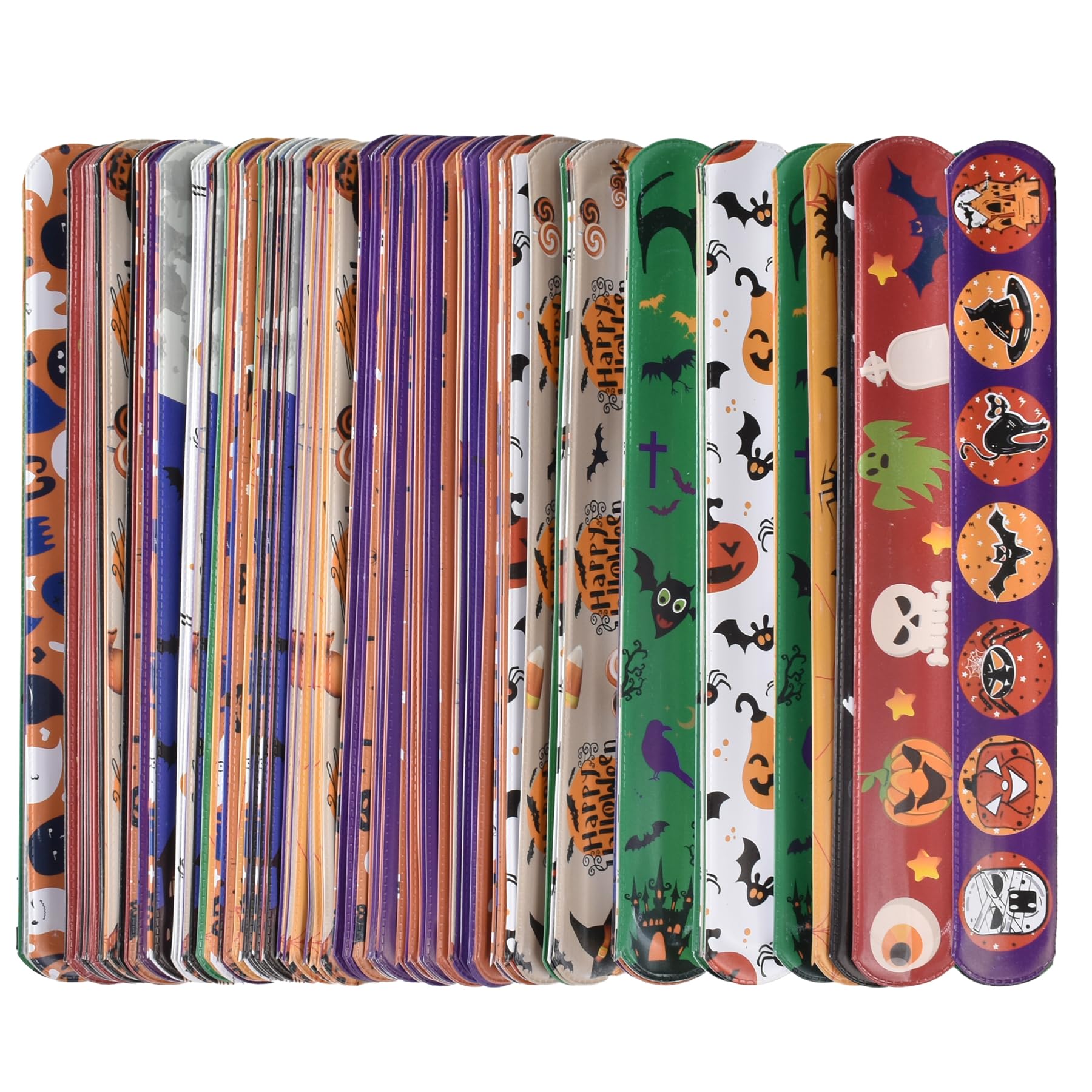 Hagao Halloween Slap Bracelets Party Favors for Birthday Party Halloween Party Decorations Clap Circle 50PCS