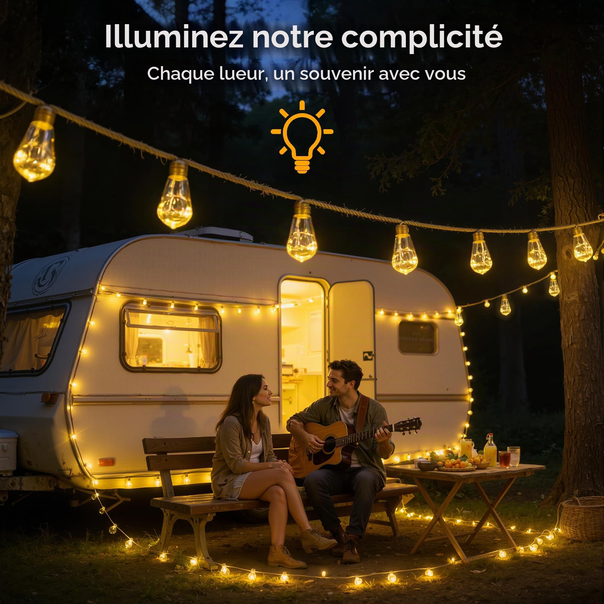 Lampes solaires d'extérieur de jardin - 20 ampoules S17 - 10 m - Corde de chanvre avec télécommande, USB et énergie solaire - Incassable - Étanche - 8 modes - Guirlande lumineuse féérique pour
