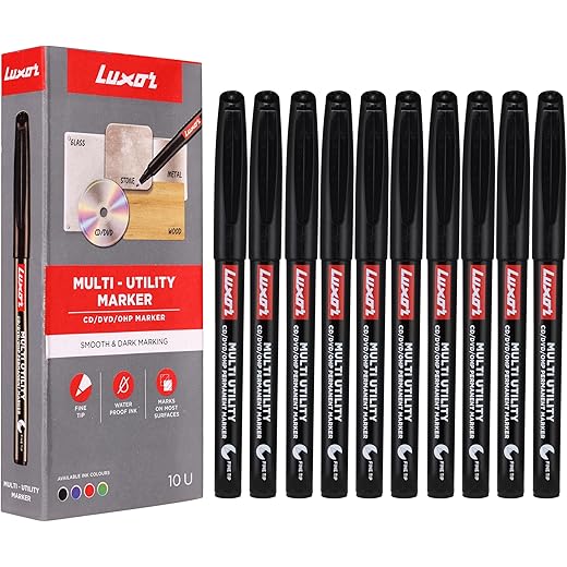 Luxor CD/DVD/OHP Marker Classic Black Pack of 10