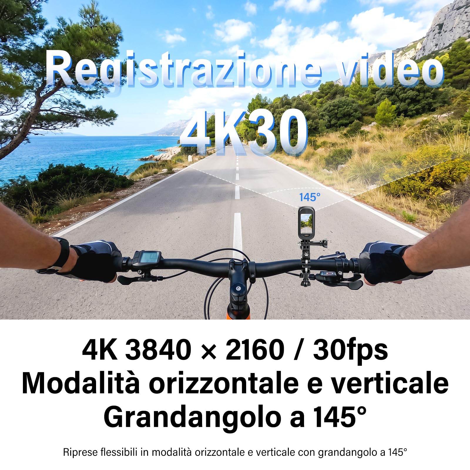 4K Mini Action Cam 20 MP Body Cam - Scheda 64GB | Mini Camera con Stabilizzazione EIS a 6 Assi, HDR, Grandangolo 145°, WiFi APP, Telecamera Magnetica per Moto, Casco, Vlog