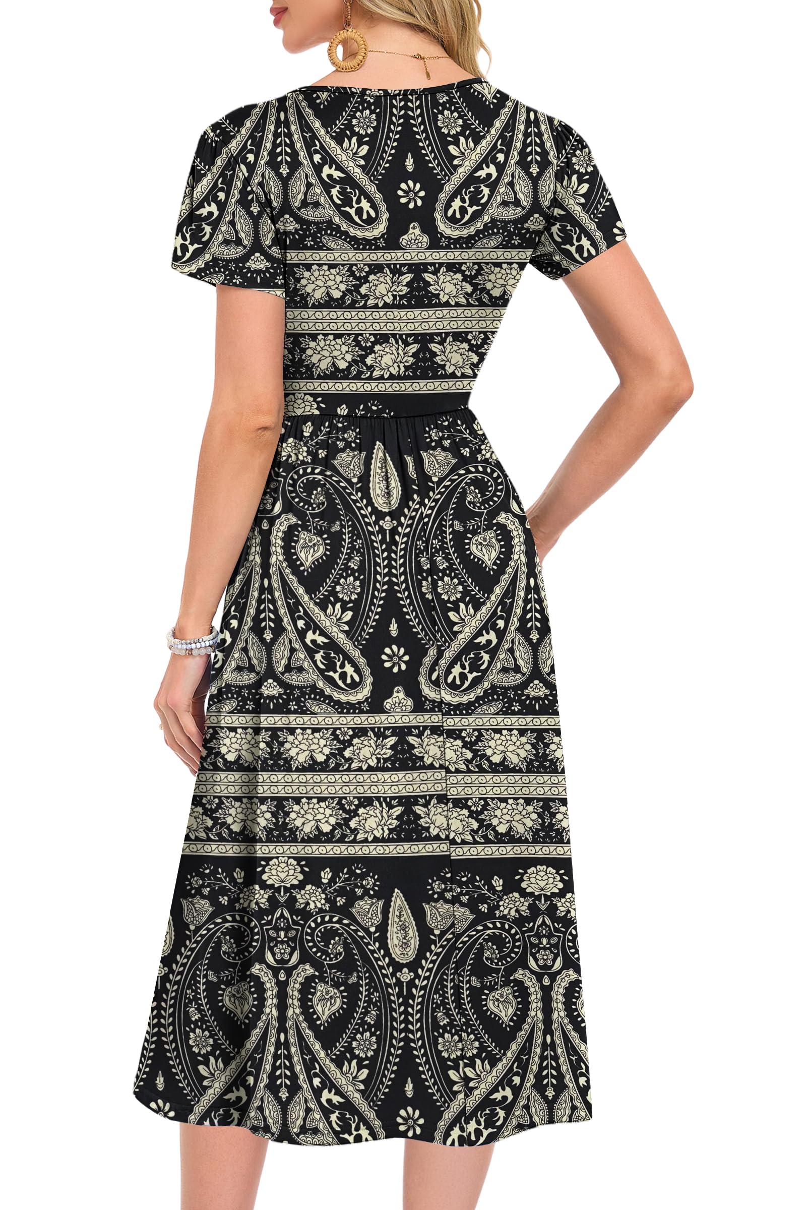 MOLERANI Femmes Robes d'été Robe De Midi pour Les Femmes Élégant Swing Robes de Plage avec Poches A-Line Casual Robe