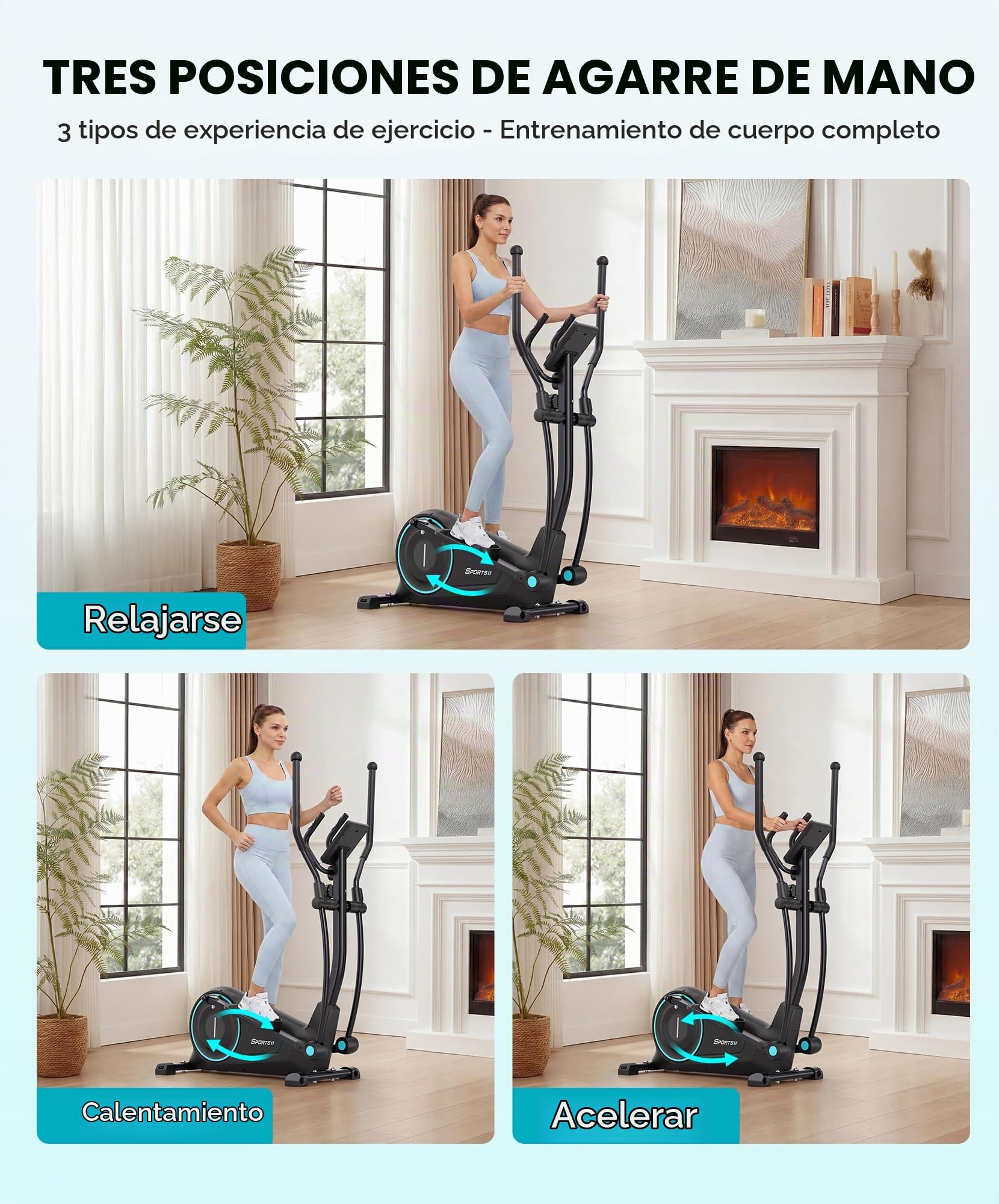 THERUN Bicicleta Elíptica para Casa Silenciosa, Resistencia Magnética de 16 Niveles, Soporta hasta 120 kg, Monitor LCD, Máquina de Cardio para Entrenamiento de Cuerpo Completo