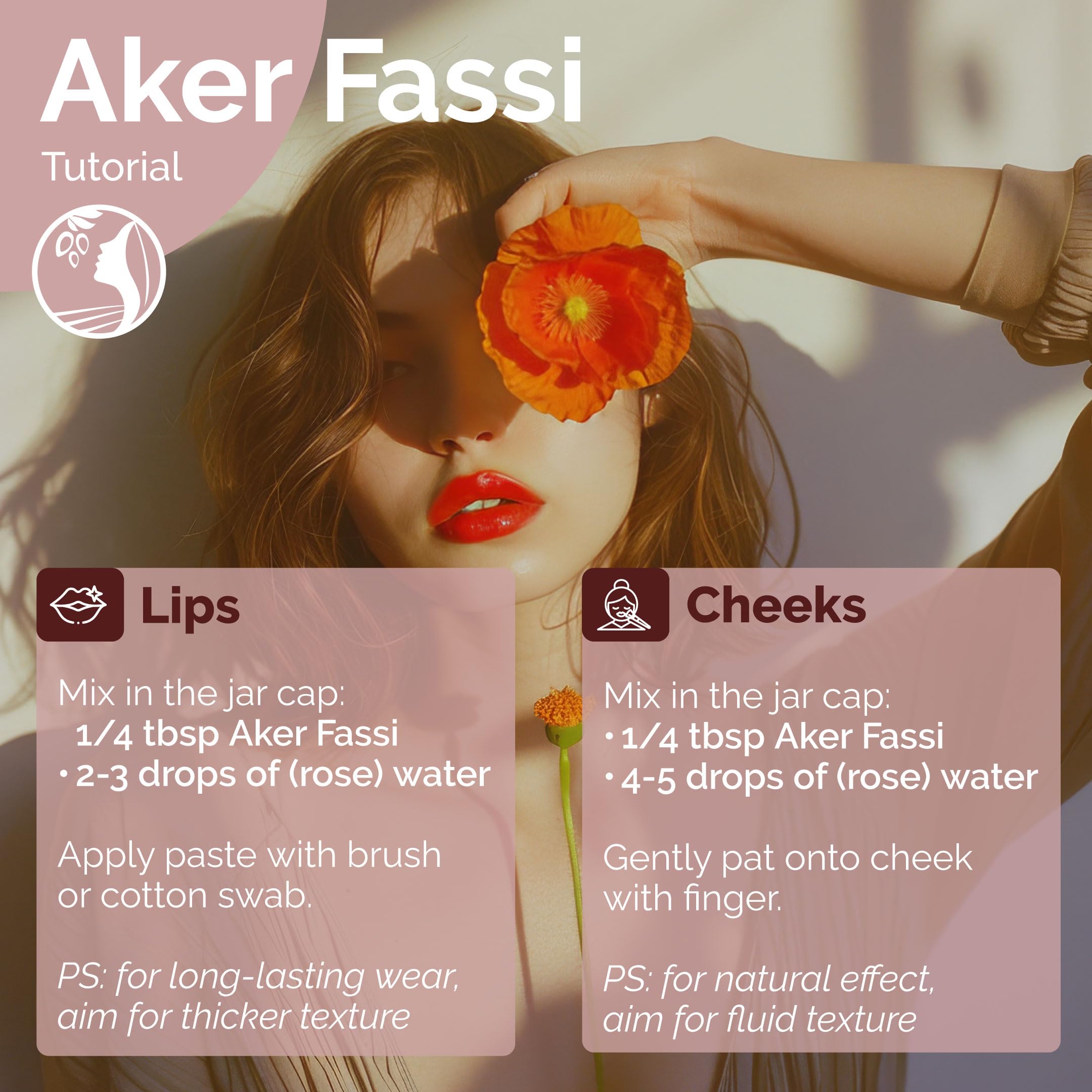 Fatima's Garden Polvo Natural Aker Fassi con Cáscara de Granada - Tinte Tradicional Marroquí para Labios y Mejillas 100g