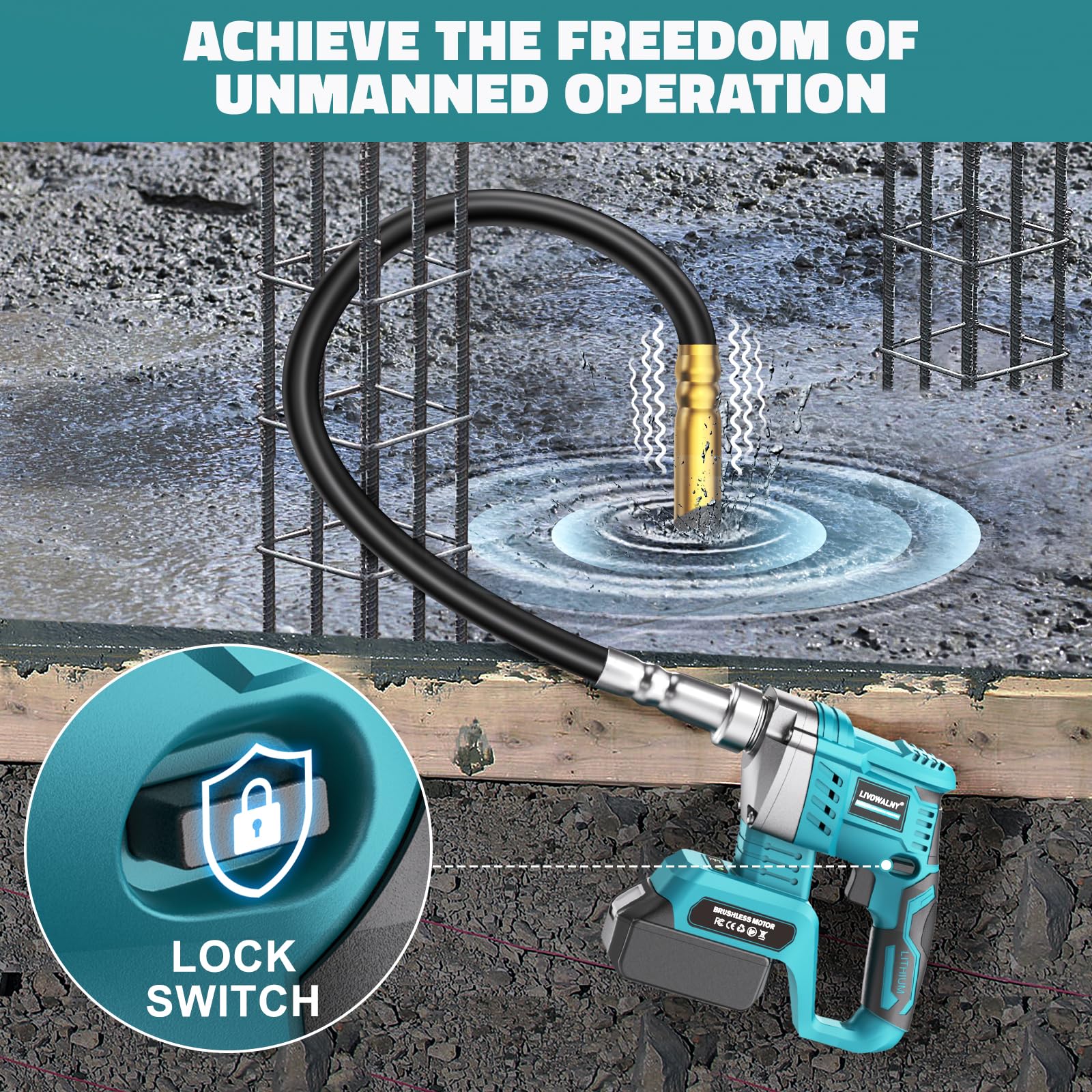 LIVOWALNY Concrete Vibrator - Powerful & Portable -4