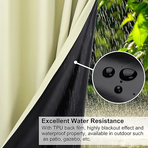Miniatura 3 de PiccoCasa 100% Blackout Curtains for Bedroom with Black Liner, Double Layers Waterproof Grommet Thermal Insulated Window Curtains 108 Inch Length 2