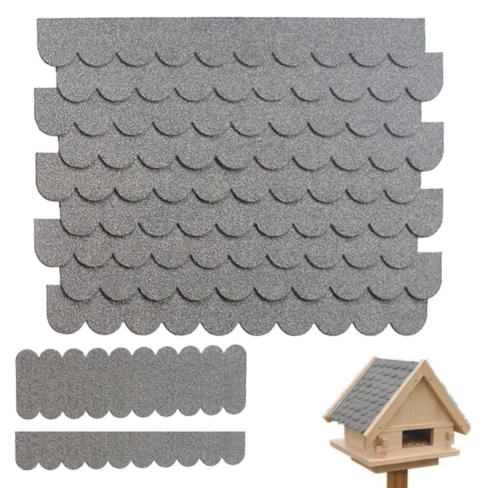 21 Piezas Tejas Bituminosas Autoadhesivas, Mini Juego De Tejas De Fieltro Impermeables, Para Casas De Pájaros, Techos De Buzones, Hotel De Insectos(Gris,30×5 CM/30×11 CM)