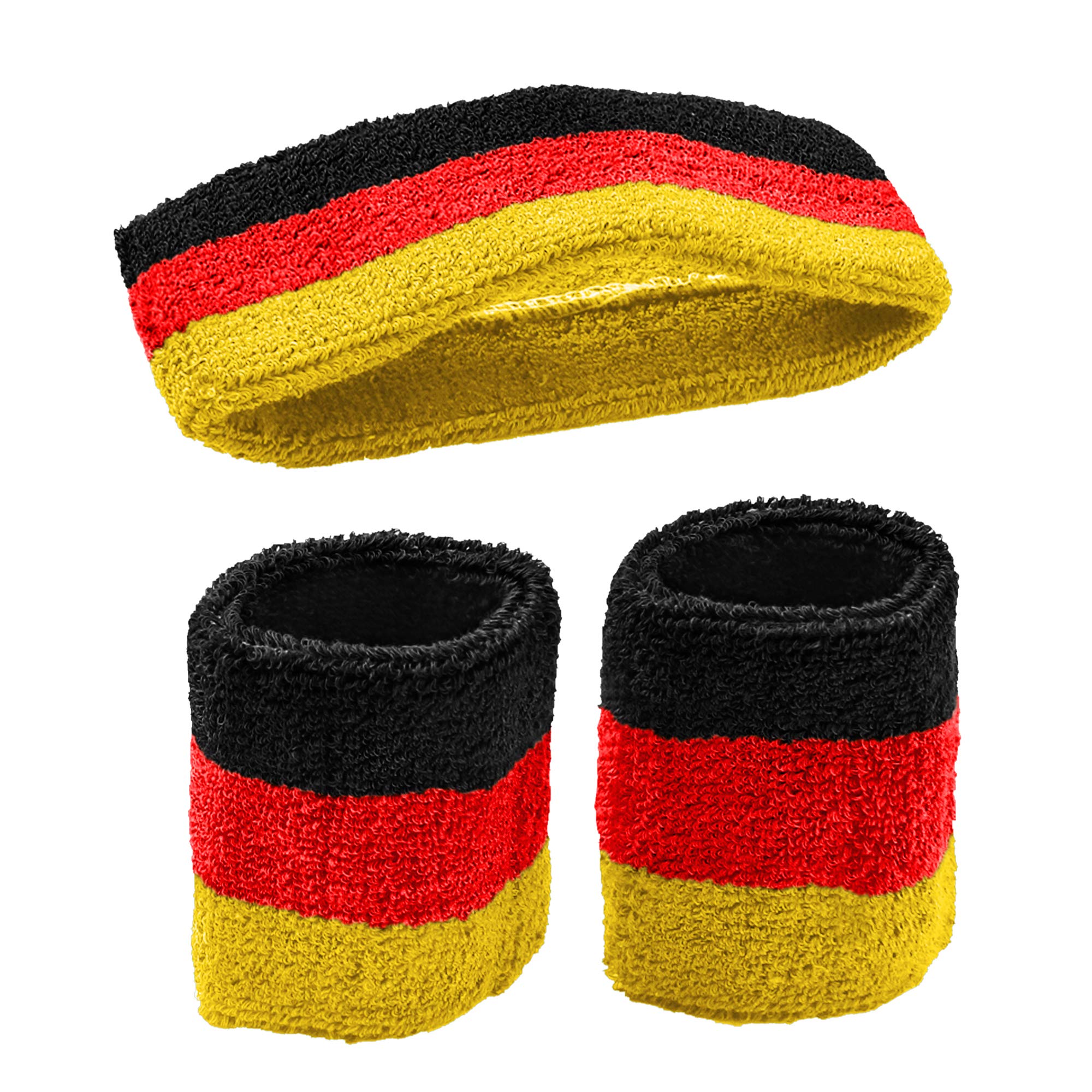 AFLGO Sweatband Set for Sports, Workout, Training & Exercise 1 Headband & 2 Wristbands Cotton to Pair with Your Athletic Costume Apparel Comfy & Durable Sport Accessories