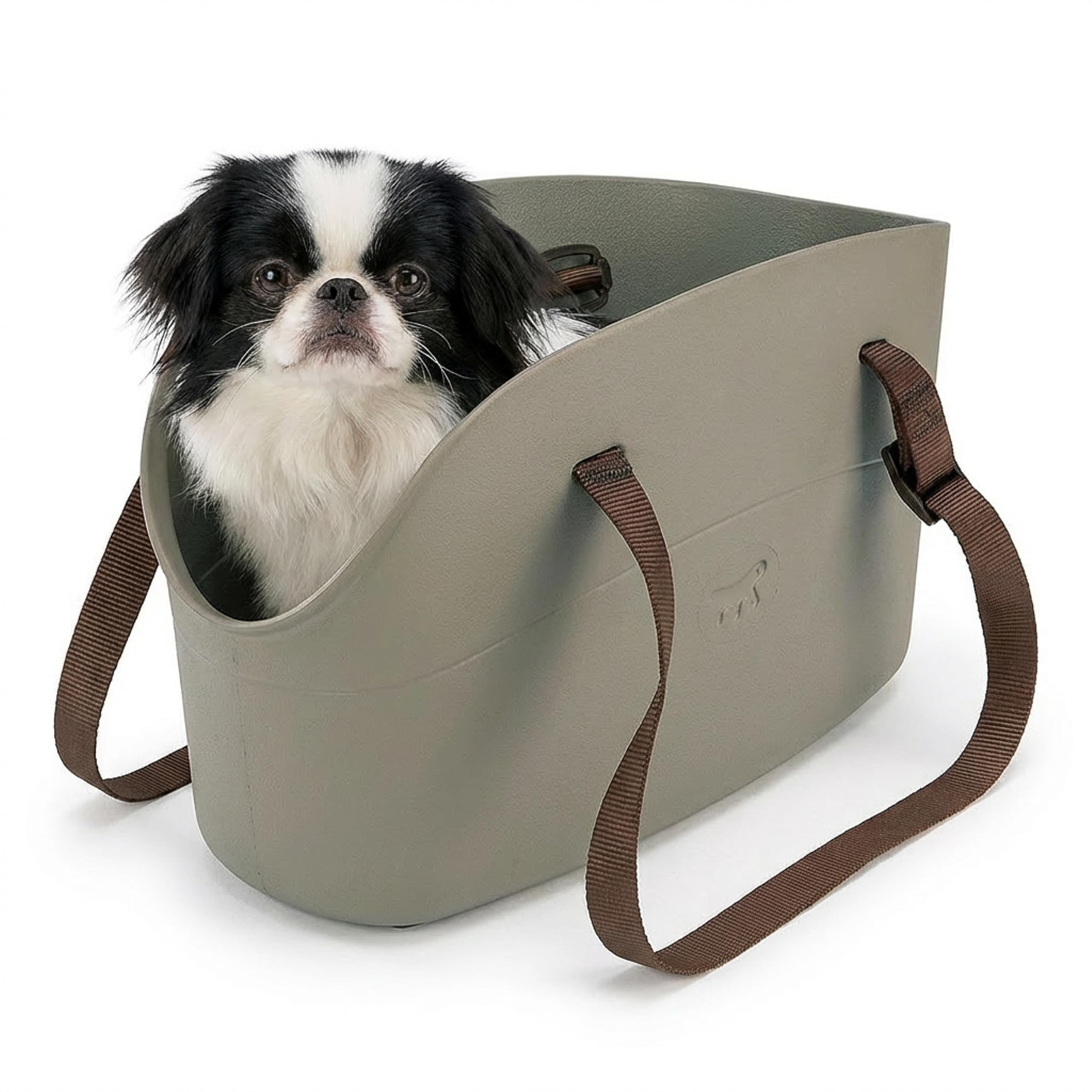 Ferplast Dog Carrier Bag up to 5 kg. Soft Rubber Plastic, Waterproof and Washable Cat Carrier, Adjustable Handles, Safety Strap, 35 x 14 x 22 cm. Dove Gray