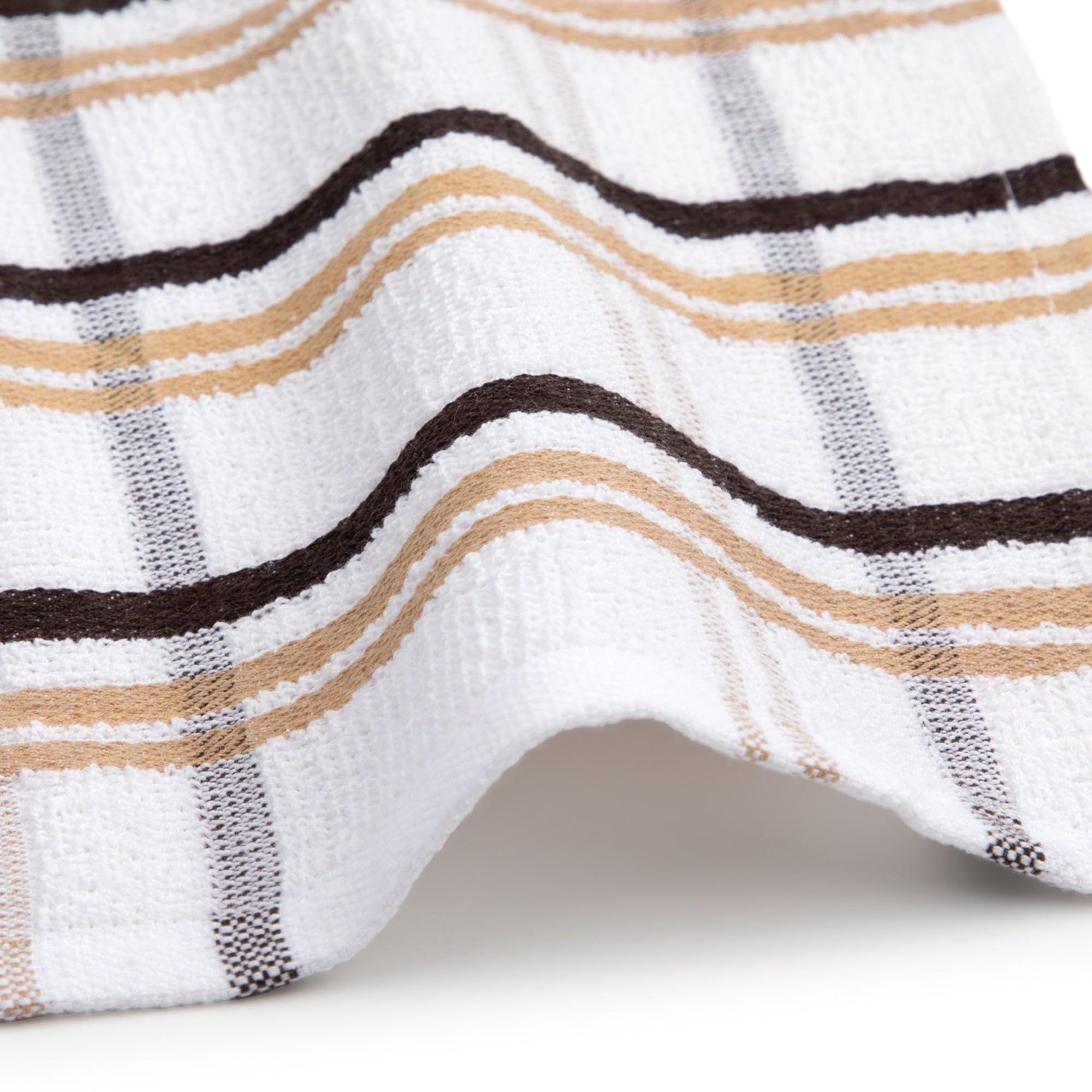 BOSKIMO Strofinacci Cucina Premium Cotone – Set 6 Panni Cucina in Microfibra e Spugna, Canovacci Assorbenti in Cotone, Panni Pulizia Beige e Marrone