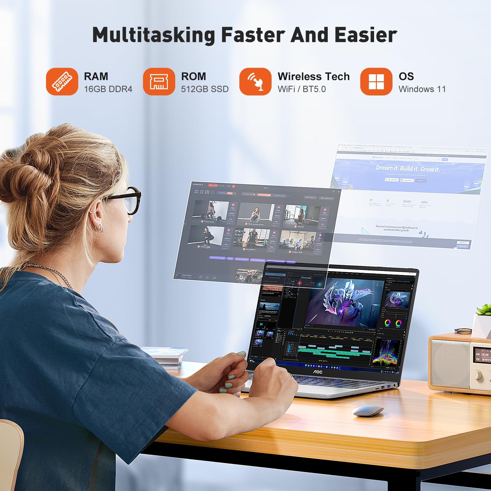 Amazon.com: AOC Laptop Computer 16GB RAM 512GB SSD 15.6 Inch FHD