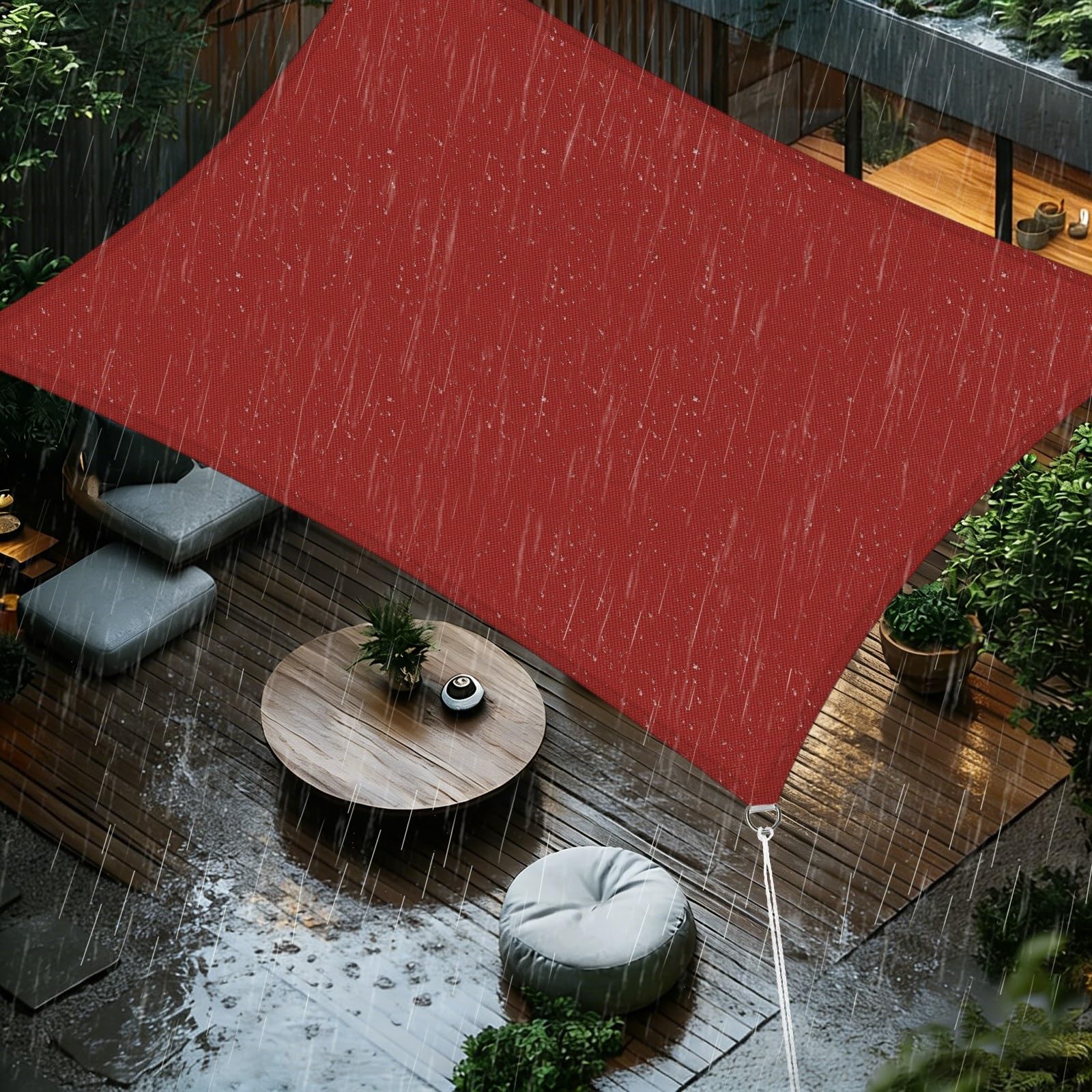 Sonnensegel 2x4m Rechteckig Wasserdicht Segeltuch Sonnenschutz Windschutz PES Polyester 98% UV-Schutz für Balkon Terrasse Garten Schwimmbad, Rostrot