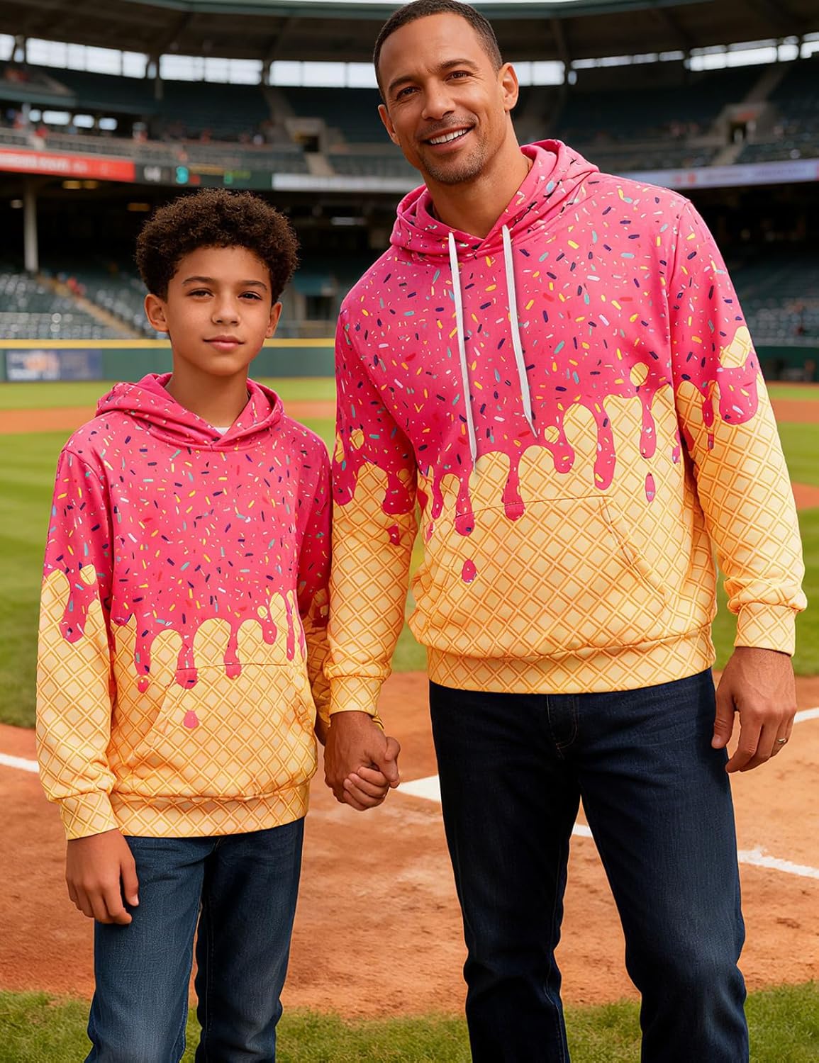 Move Dance アイスクリームパーカー ユース&amp;メンズ プルオーバー スウェットシャツ ボーイズ 野球 フード付き 大