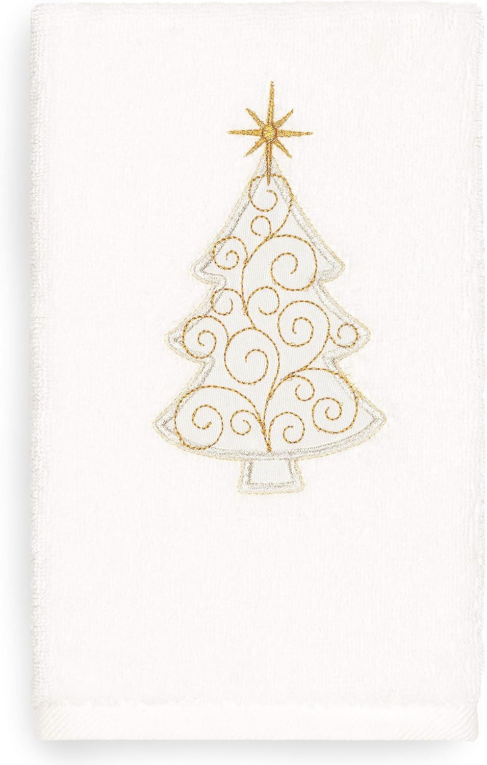 Luxury Embroidered 100% Turkish Cotton Hand Towel - Christmas Scroll Tree