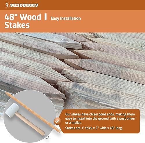 Miniatura 6 de Sandbaggy Estacas de madera de 48 pulgadas - Estacas resistentes para construcción, jardinería topografía - Punta de cincel, madera de abeto Douglas