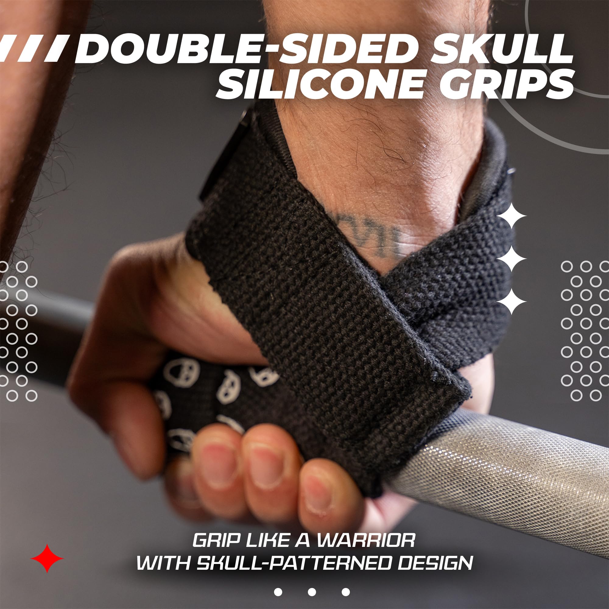 JerkFit Death Straps - czerwone paski do podnoszenia ciężarów dla mężczyzn, kobiet - trwałe paski na nadgarstek do podnoszenia ciężarów, treningów na siłowni, martwego ciągu, trójboju siłowego - paski