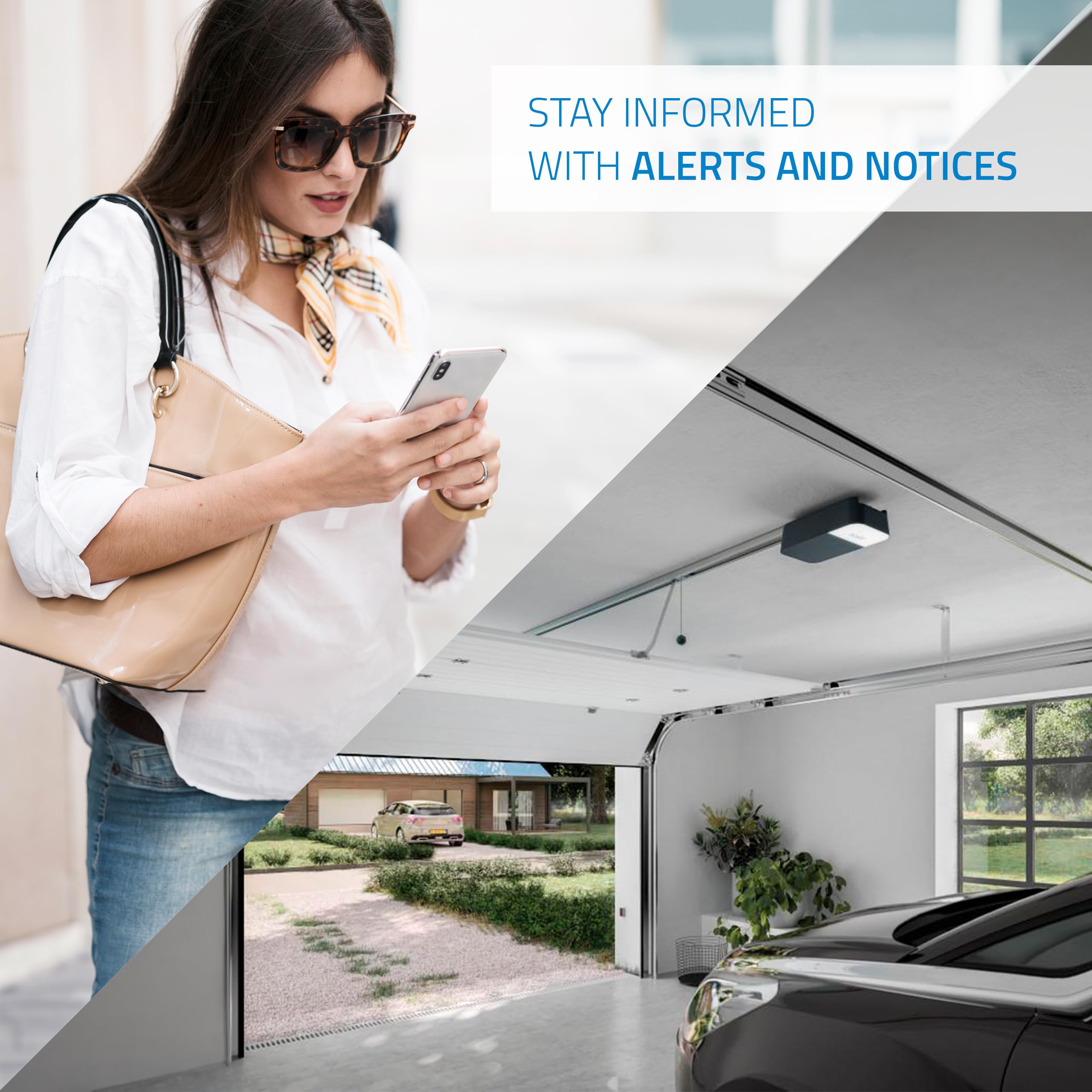 NIVIAN Contrôleur WiFi pour moteur de porte de garage Contrôle à distance par App Tuya/SmartLife Programmation Horaire, Minuterie et Scènes Intelligentes Compatible avec Alexa et Google