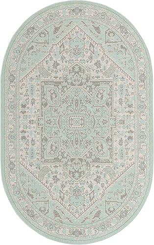 Miniatura 3 de Unique Loom Whitney Collection - Alfombra Milano (5 pies 3 pulgadas x 8 pies, ovalada, color mentamarfil)