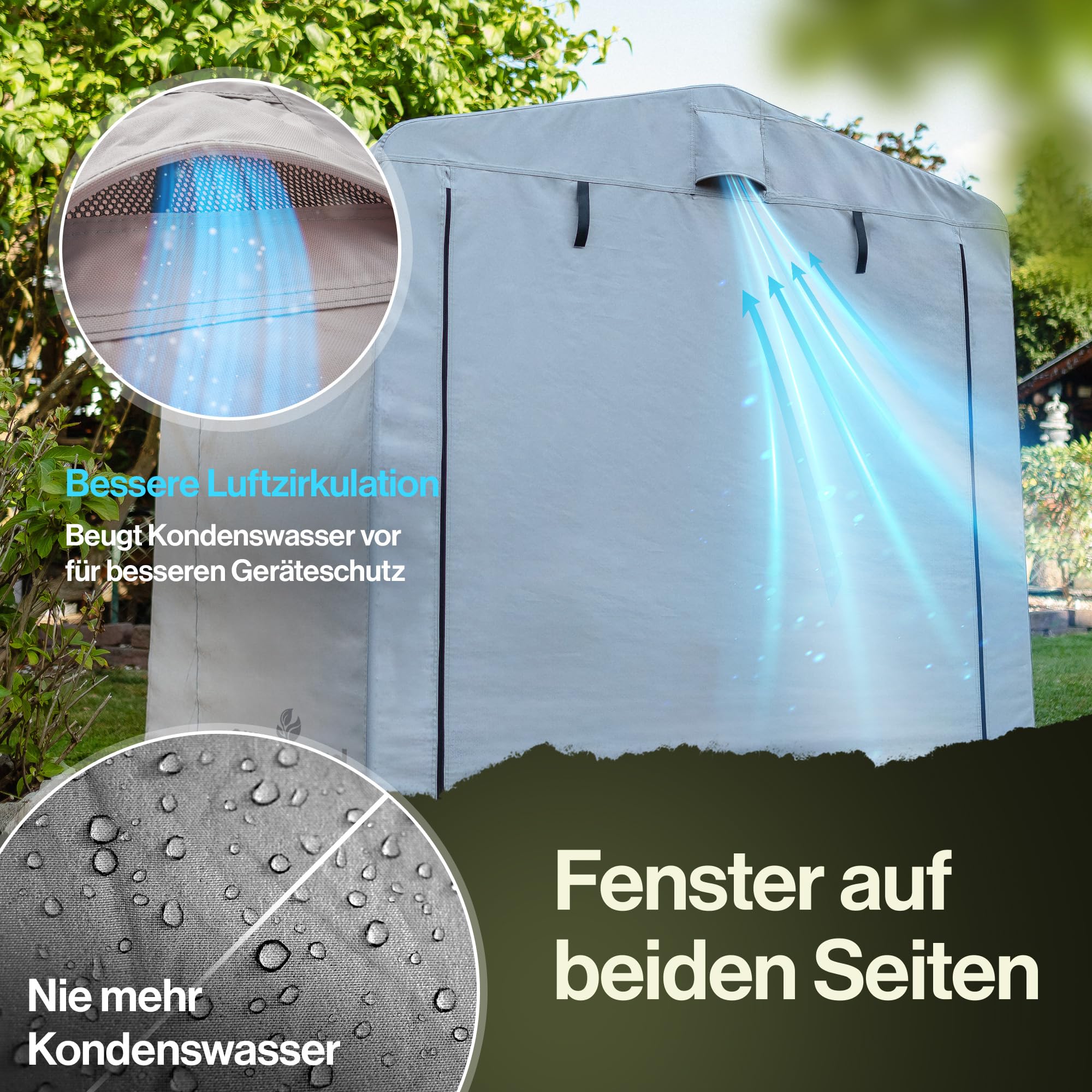 Fahrradgarage mit extra Tiefe für E-Bikes | 160x220x165cm Gerätehaus | Wasserdichtes 600D Oxford Gewebe mit PU Beschichtung, Wetterfest & Reißfest | Ideal für, Gartengeräte, Roller