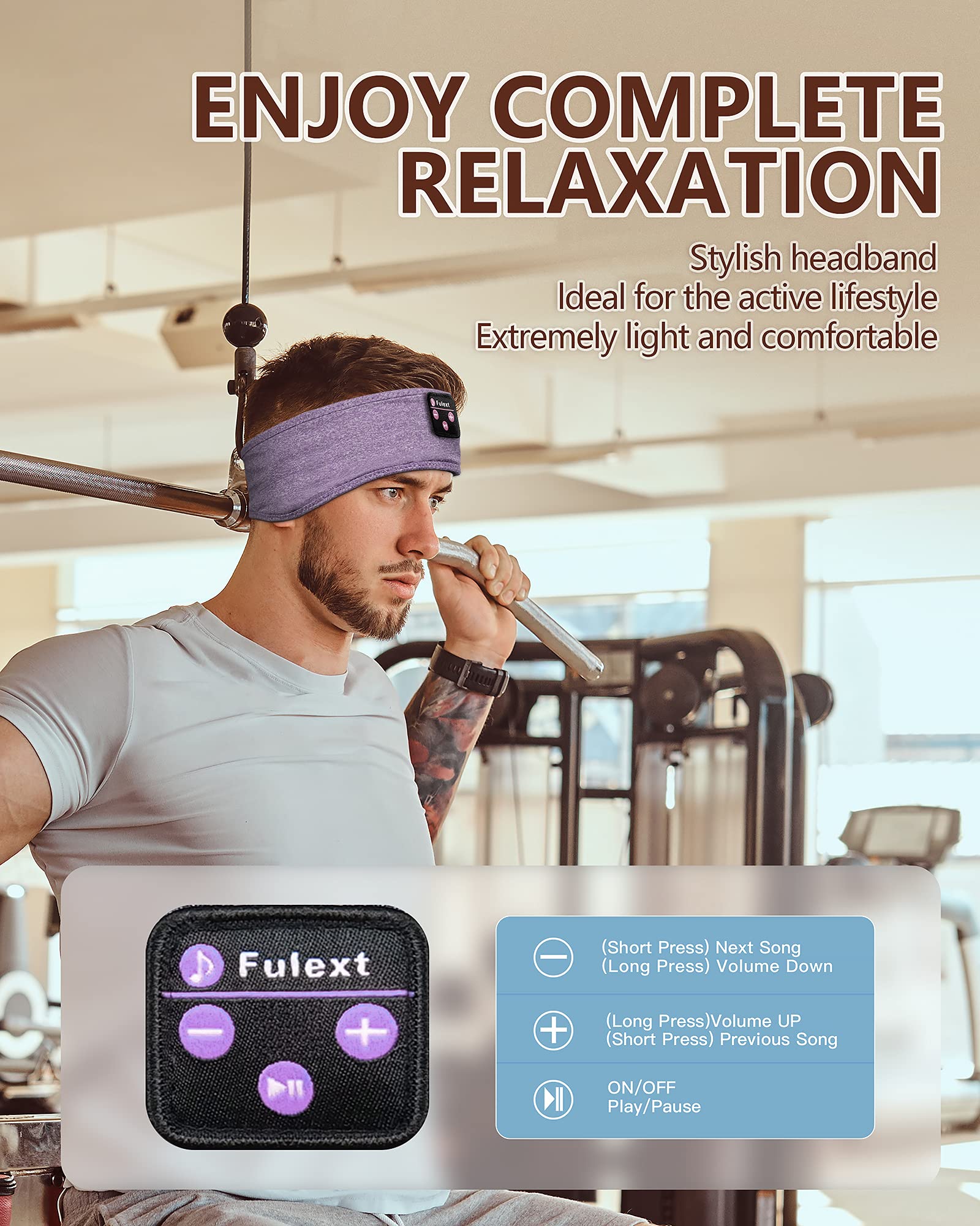 Sleep Headphones Bluetooth Headband,Cool Tech Gadgets Soft Music Sleep Headbands, Long Time Play Sleeping Headsets with Built in Speakers Perfect for Sleep, Workout, Running, Yoga 3