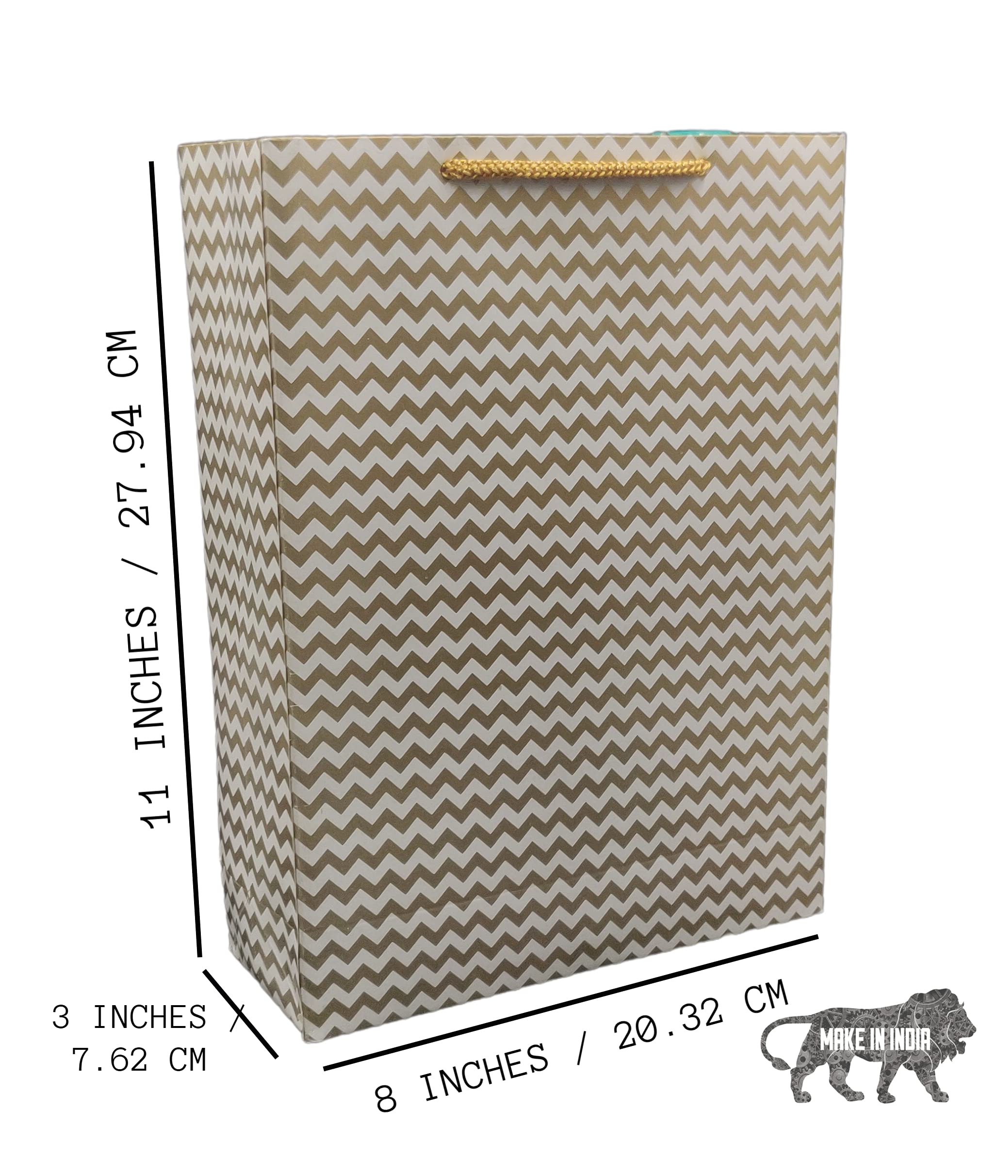 Arrow Paper Products Golden Wave Design Paper Gift Bags for Return Gifts | Weddings | Birthday | Holiday Presents & Gifting (Size 28x20x7.6 cm | Pack of 80) 2