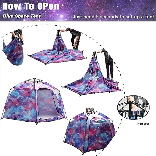 Miniatura 9 de Tienda de campaña hexagonal portátil para niños con tira de luces LED para interiores, casa de juegos para niños, fácil instalación, tienda de