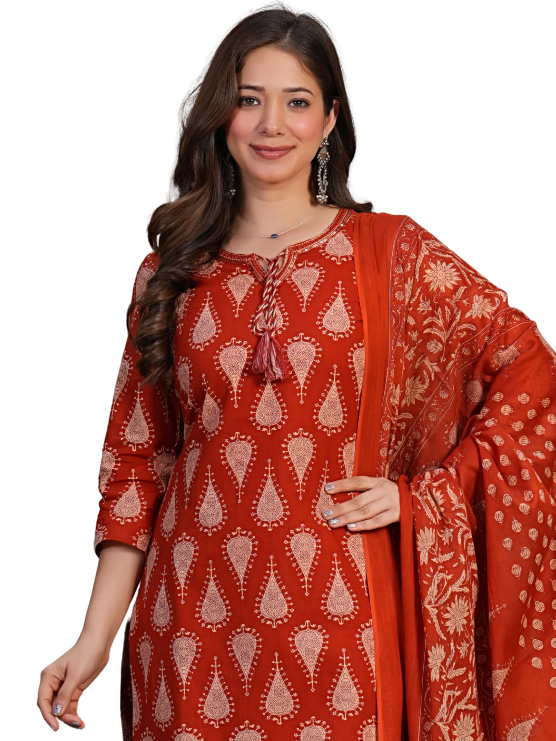 amayra Woman's Pure Cotton Straight Kurta Sets with Palazzos & Dupatta|Kurti Set for Woman|Suit Set for Women Cotton-picture-45