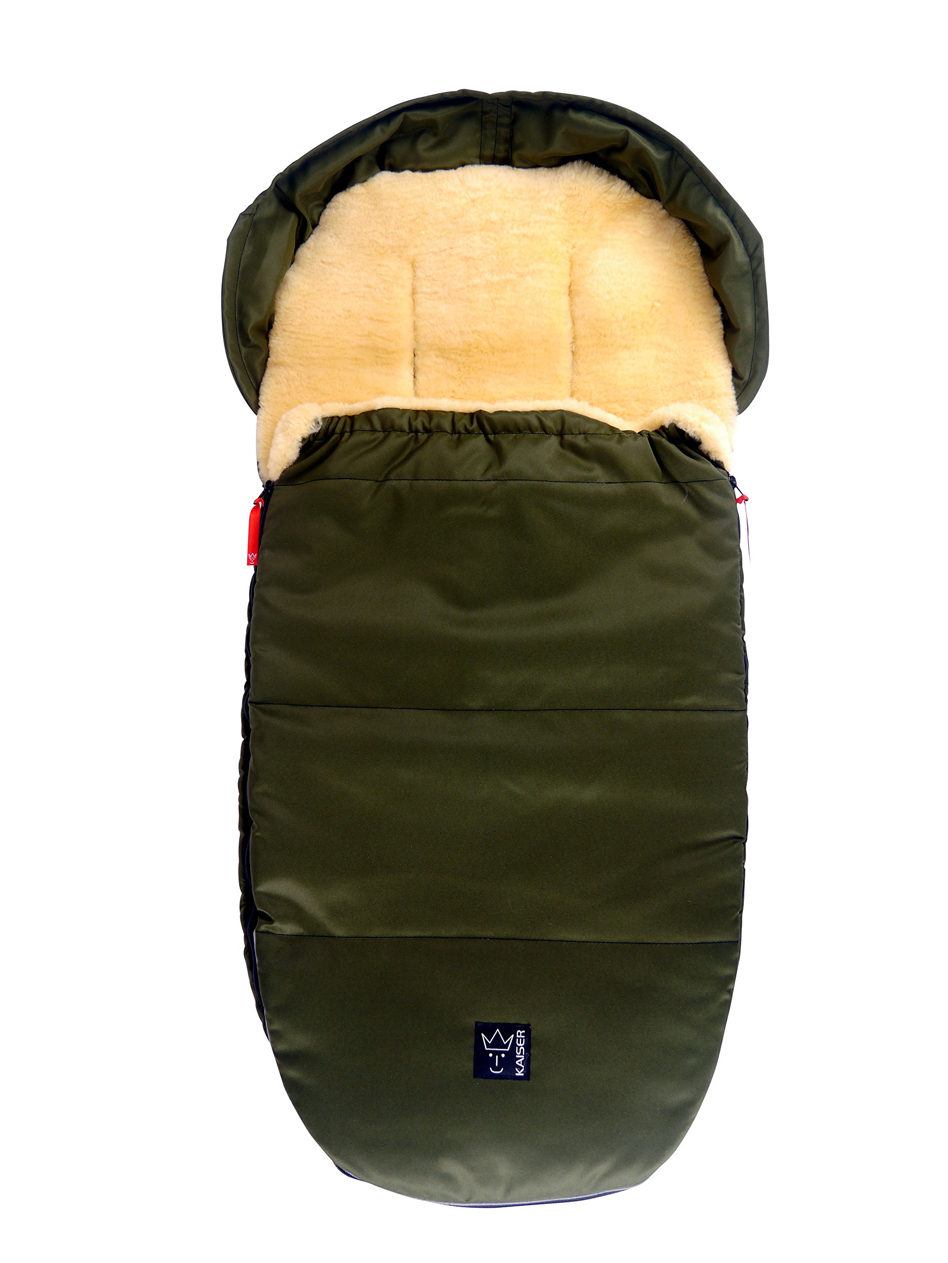 Lammfell Fußsack Lenny, kaki
