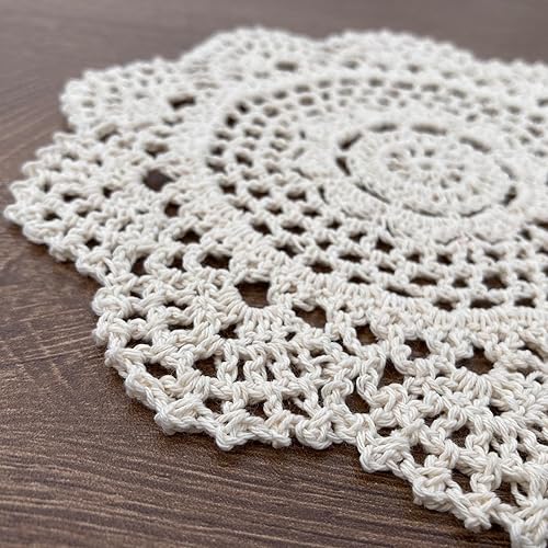 Miniatura 2 de Hsvanyr Juego de 5 posavasos redondos de algodón de ganchillo de 8 pulgadas, diseño floral, juego de 5 manteles individuales de tela para mesa de