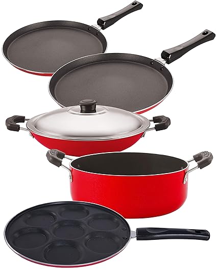 Nirlon Non-Stick 5 Piece Highly Durable PFOA Free Aluminium Kitchenware Essential