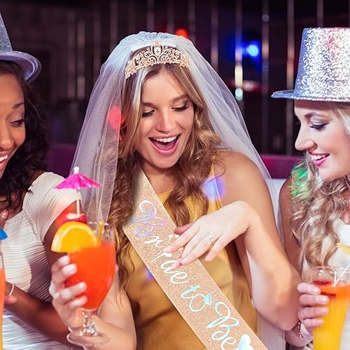 Miniatura 2 de Corona de cristal + banda de novia + velo, regalos de despedida de soltera, decoraciones de despedida de soltera, regalos de novia para novia, velo