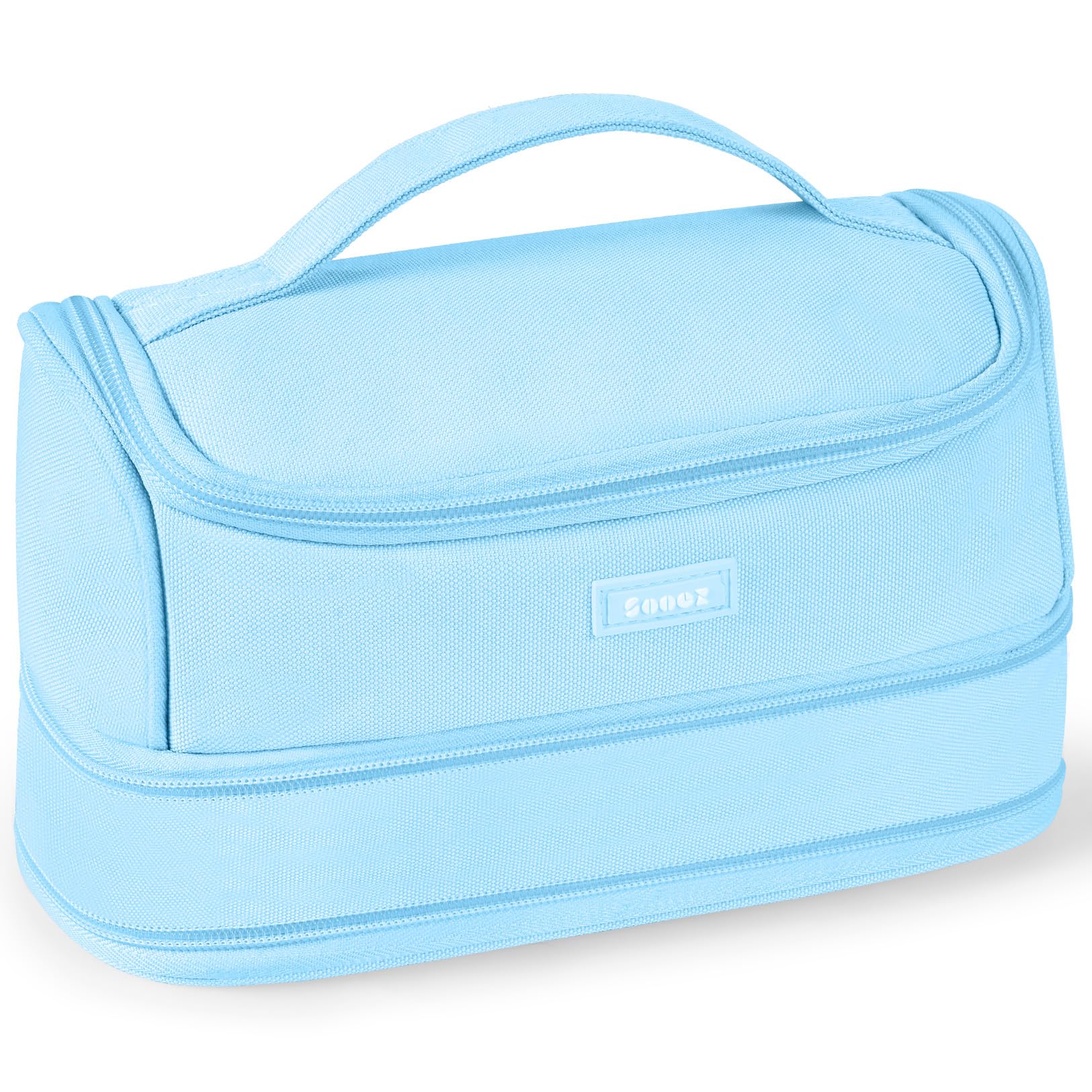 Sooez Big Capacity Pencil Case, Expandable Large Storage Pencil Pouch Holder Box Organizer, Portable High Capacity Stationery Bag, Cute Aesthetic School Supplies for Teen Girls, Office, Sky Blue