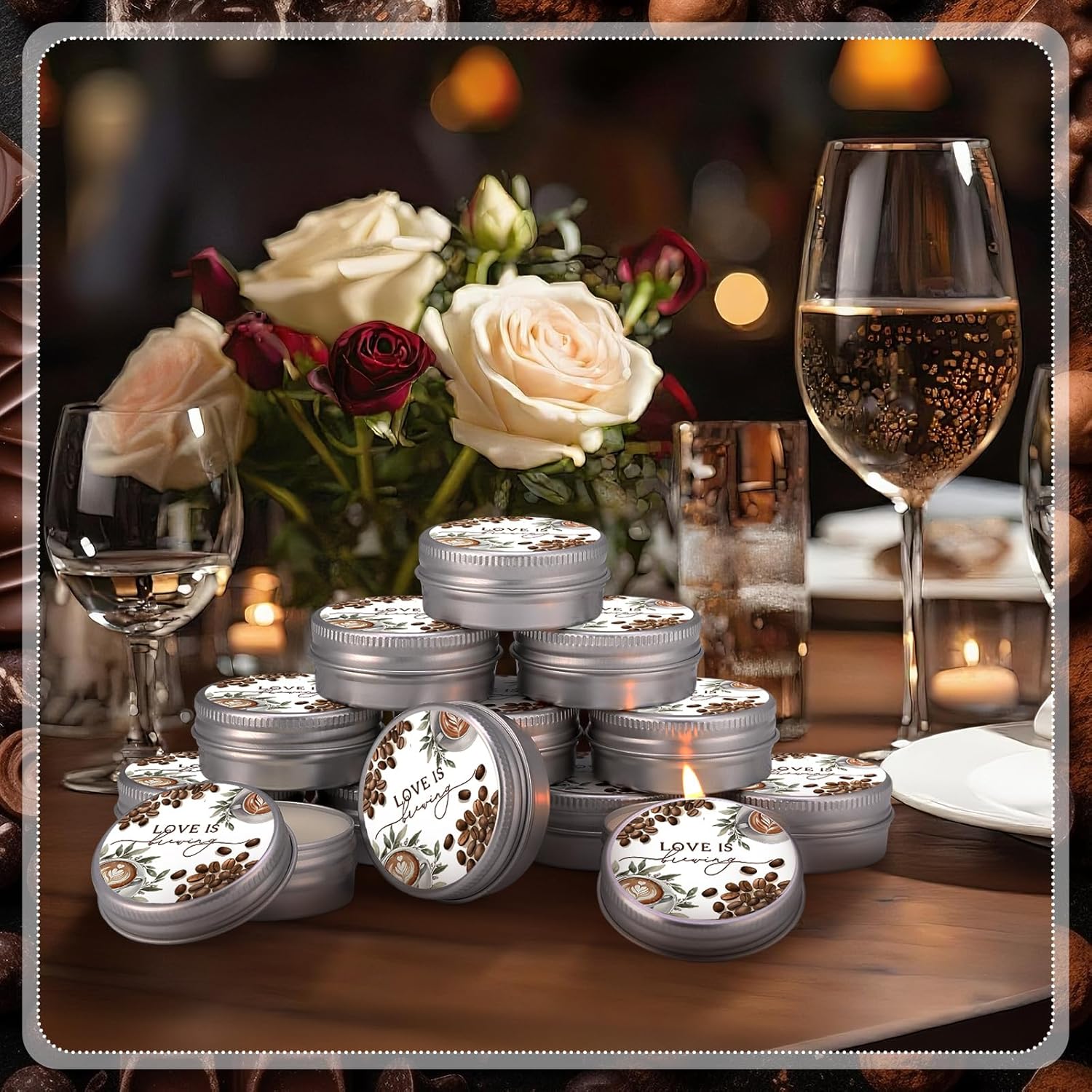 MTLEE 50 Pcs Love is Brewing Bridal Shower Candles Gift Favors for Guests 1 oz Lavender Scented Soy Wax Aromatherapy Coffee Candle Favors for Wedding Party Guests