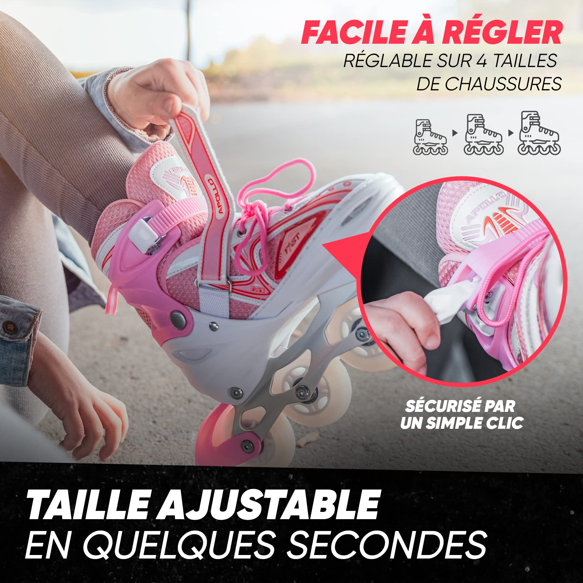 Apollo Super Blades X Pro, S, M, L, Roues LED illuminées Rollers pour Enfants idéals pour débutants, Patins à roulettes Confortables Patins Inline pour Filles et garçons