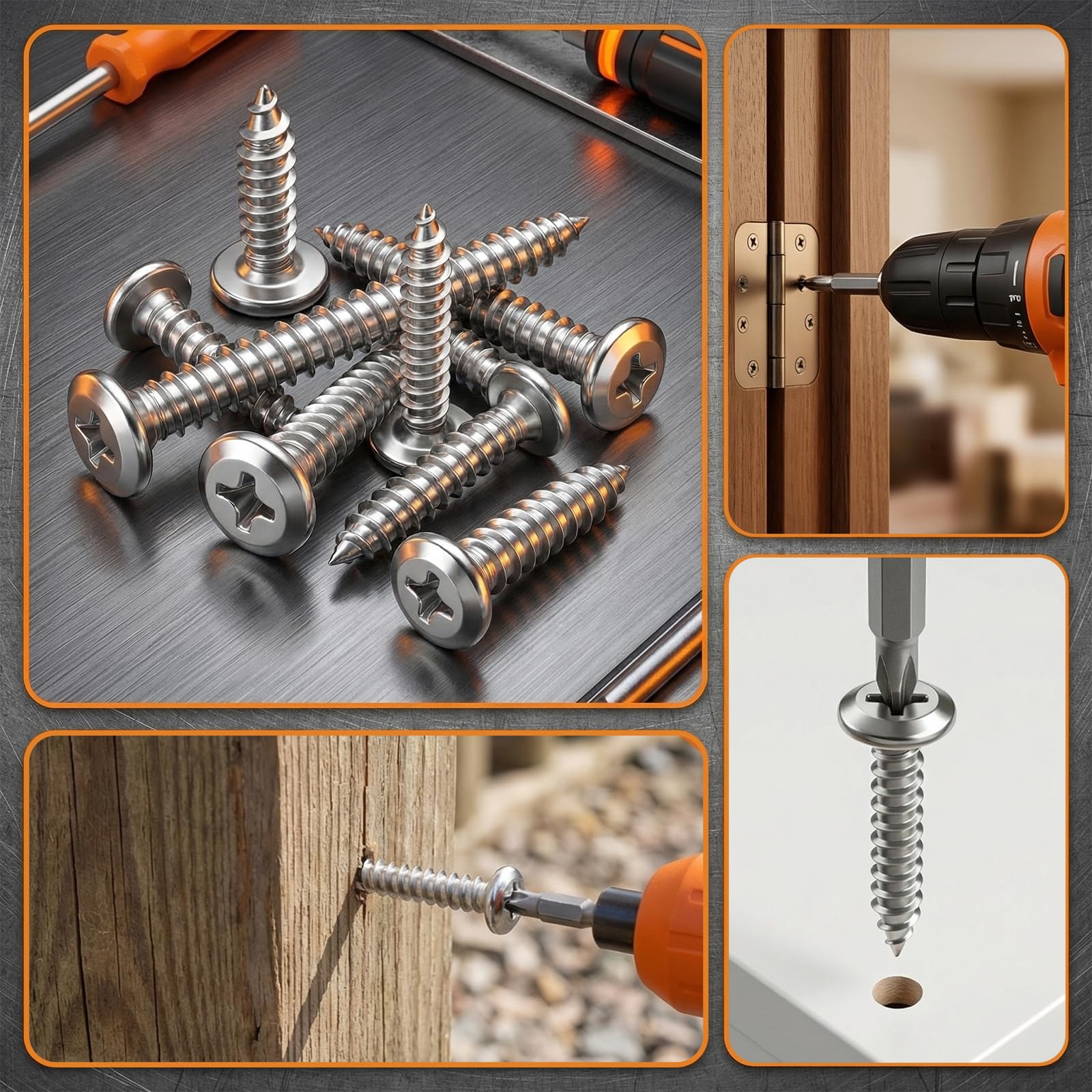 Viti M5 mawmuaw, viti per legno in acciaio inox A2 V2A, confezione da 25 pezzi M5x16 mm, viti a testa piatta con testa a croce, viti autofilettanti a filetto pieno, viti autofilettanti per legno