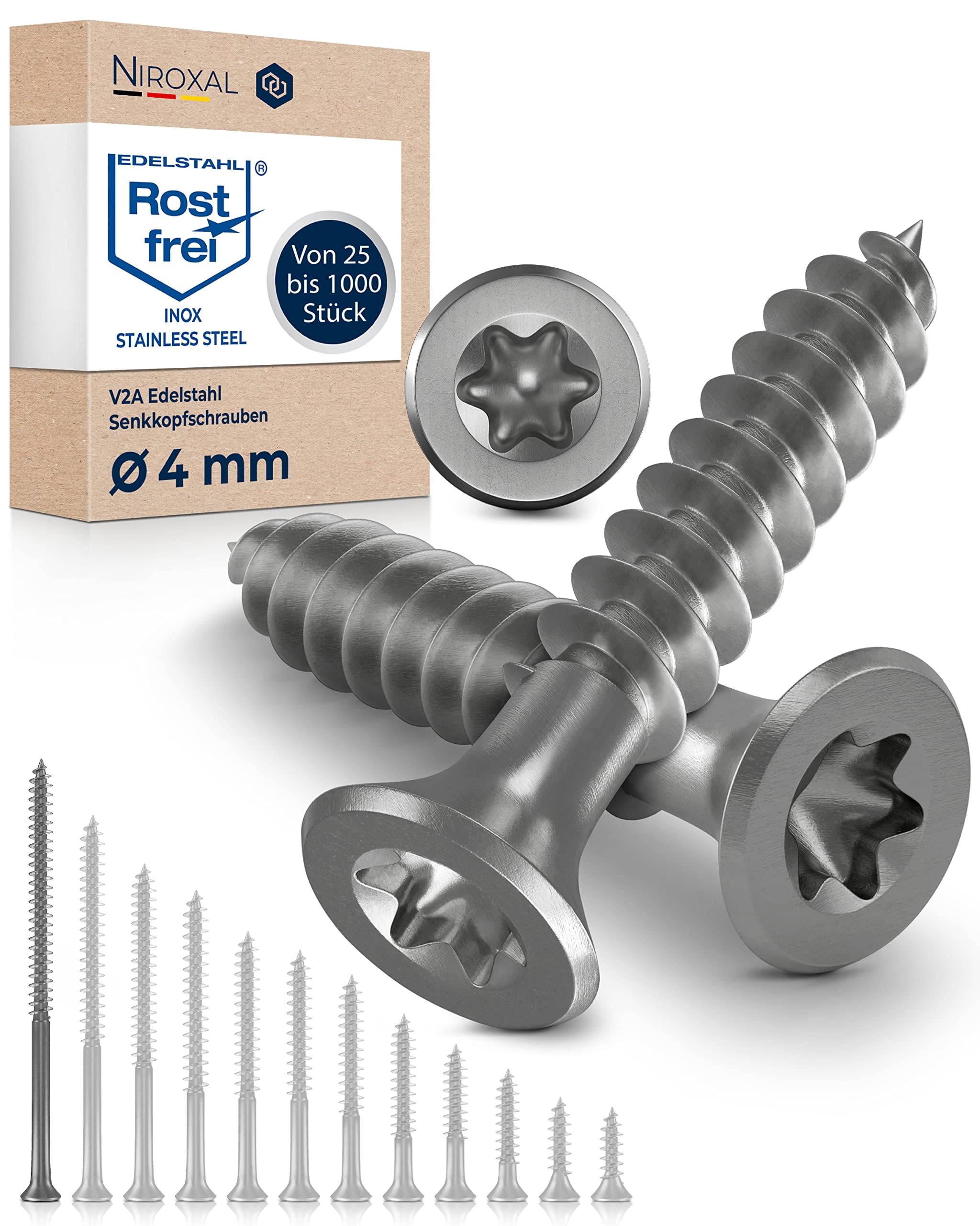 Schrauben Torx Edelstahlschrauben 4x80 Edelstahl V2A rostfrei Spanplattenschrauben für Holz Teilgewinde 4mm stark 80mm lang 800 Stück Holzschrauben Holz A2