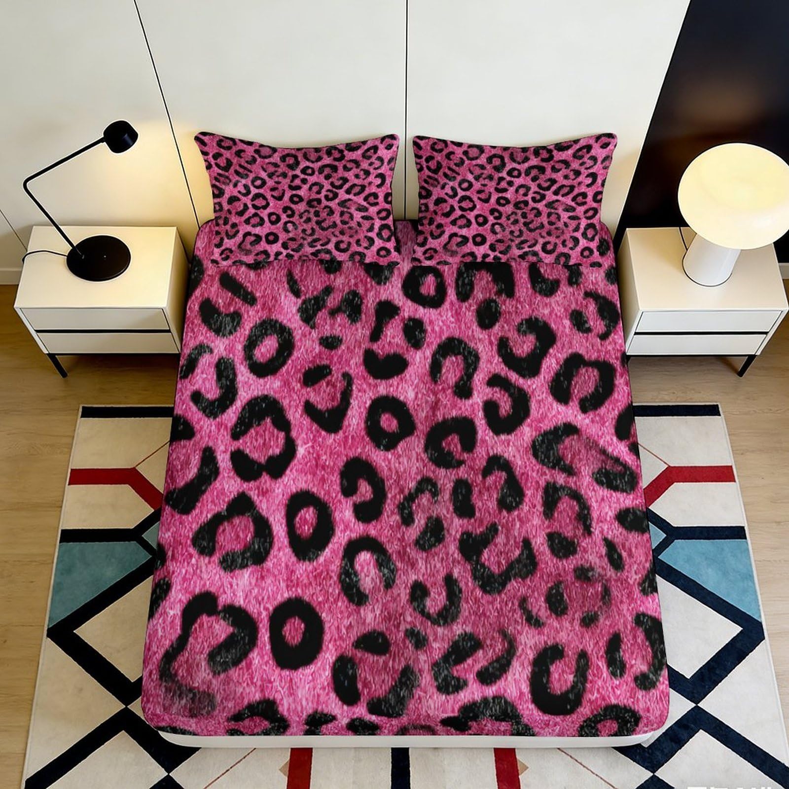 Kjhgrfrdk Style-7 3D Printed Leopard Fitted Sheet Microfiber Non-Slip Deep Pocket Leopard Mattress Fitted Cover Elastic Hem Bedroom Bedding Set 180X200x25cm