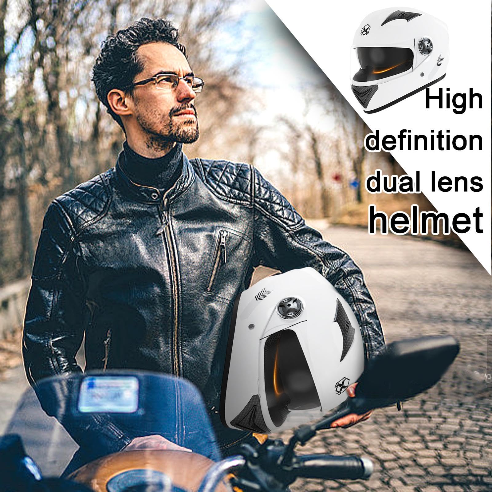 Integral-Motorradhelme | Motorrad-Integralhelme | Maximale Verkehrssicherheit | Robuster & Leiser Motorrad Helm - Kinn & Kopf Belüftung, Ratschenverschluss, Klares Visier