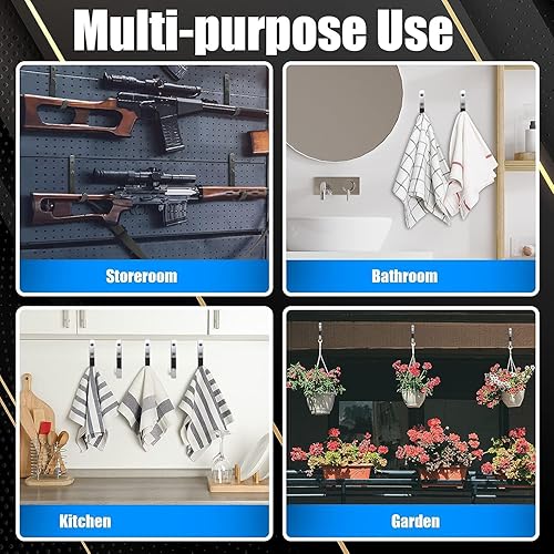 Miniatura 6 de Paquete de 6 ganchos de montaje en pared para rifles de almacenamiento, rifles de escopeta, arco de tiro con arco con acolchado suave y acero