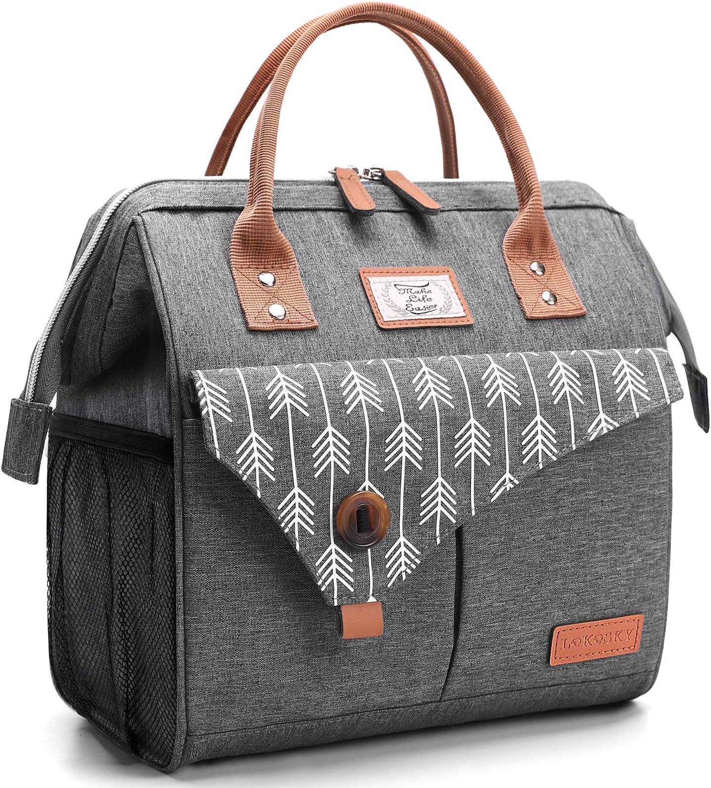 Lekesky 10L Insulated Lunch Bag for Women for Work Lunch Tote, Grey