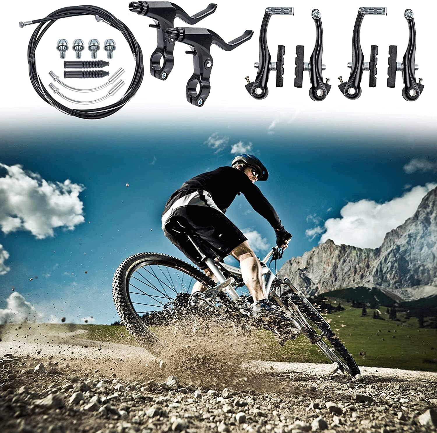 Freno a V per bicicletta,Freno a V anteriore posteriore,Set freno per bicicletta,Set freni per bicicletta in alluminio,Freno anteriore posteriore V Brake, per bici da corsa, bici da città, e-bike