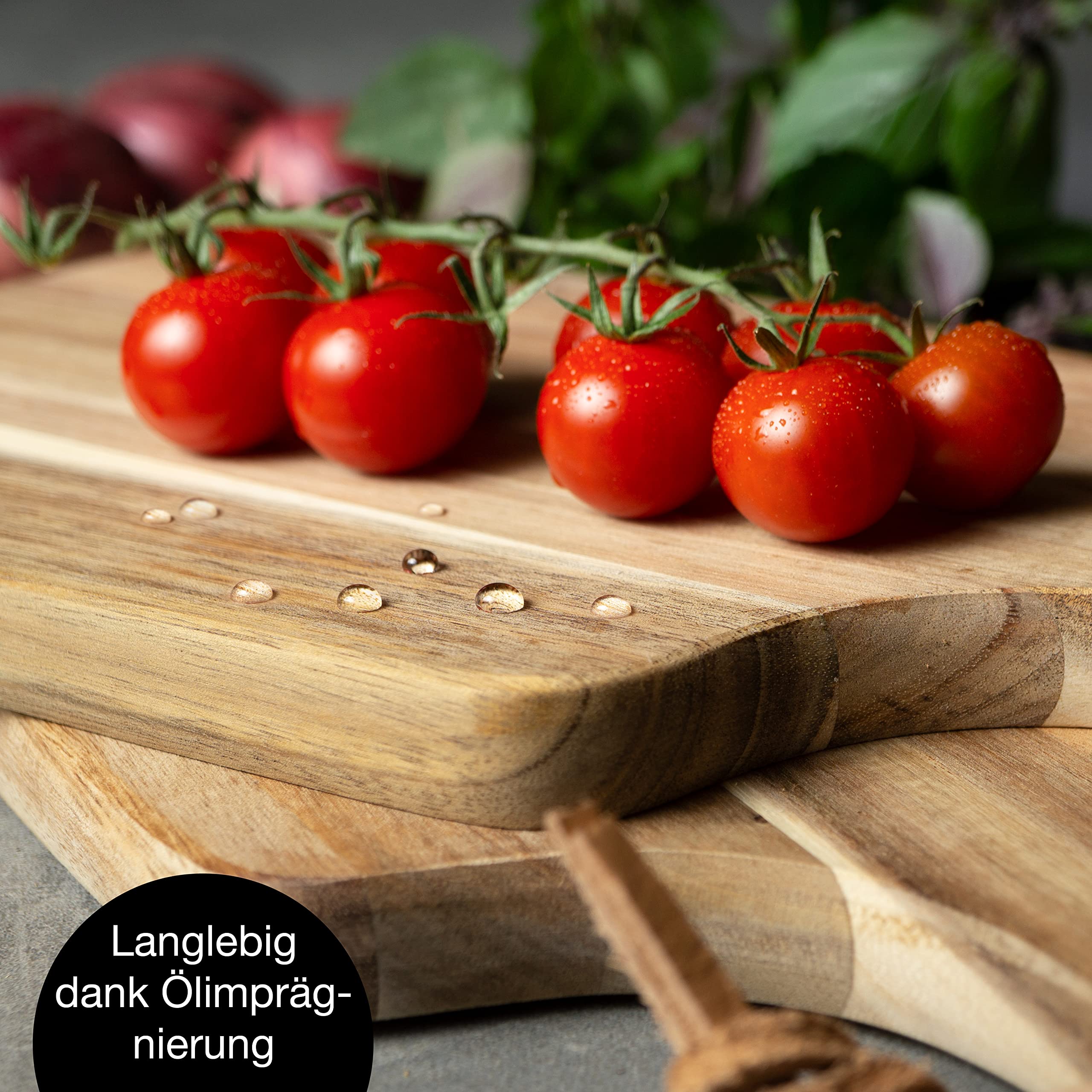 Moritz & Moritz Drewniana deska do krojenia 33 x 18 cm – drewniana deska do krojenia z litego drewna akacjowego – deska do serwowania sera – drewniana deska kuchenna trwała, przyjazna dla noży, łatwa